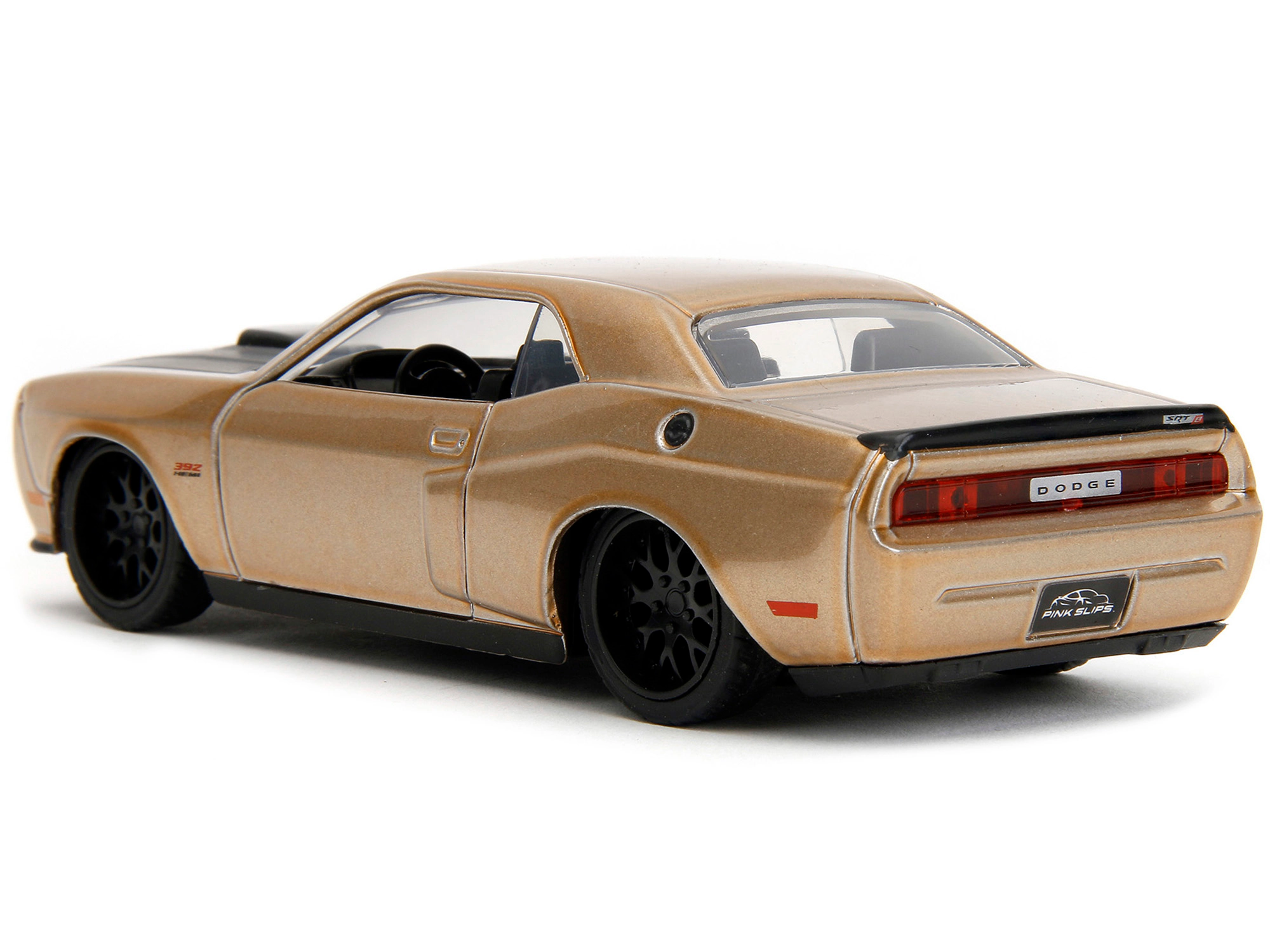 Jada 2012 Dodge Challenger SRT8 Gold Metallic with Black Hood "Pink Slips" Series 1/32 Diecast Model Car by Jada