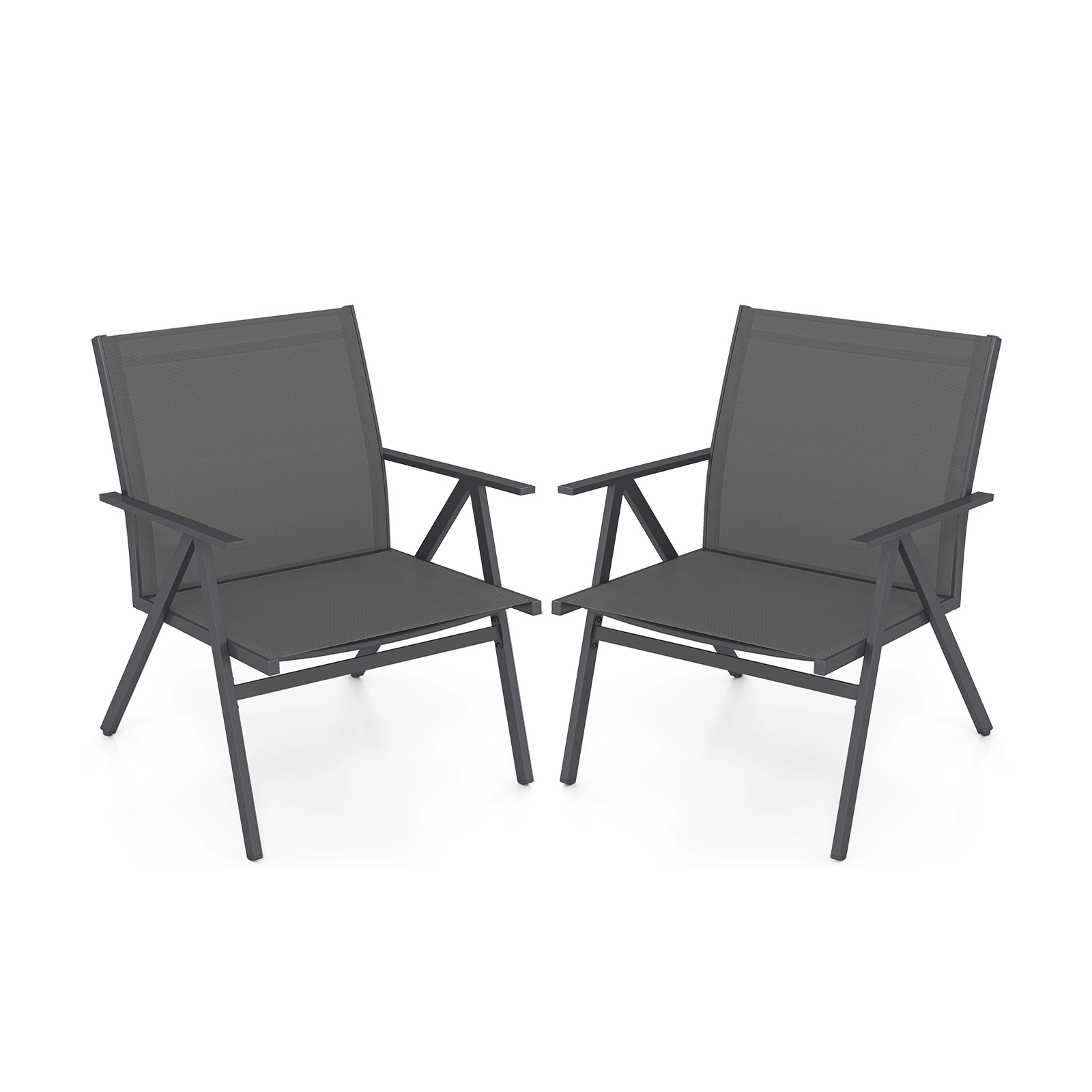 LJG Patio Chairs Set of 2 with Breathable Mesh Fabric and Metal Frame