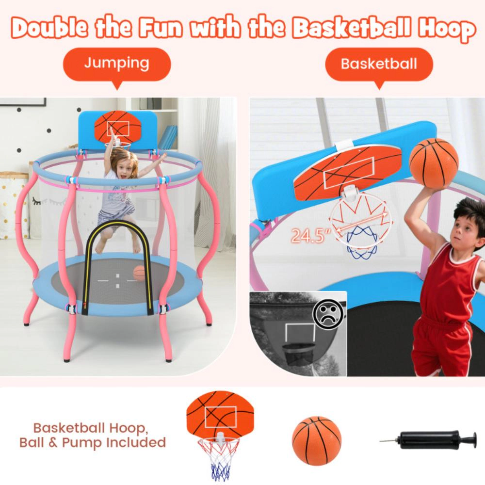 Hivvago Kids Trampoline Indoor & Outdoor Pumpkin Trampoline-Pink