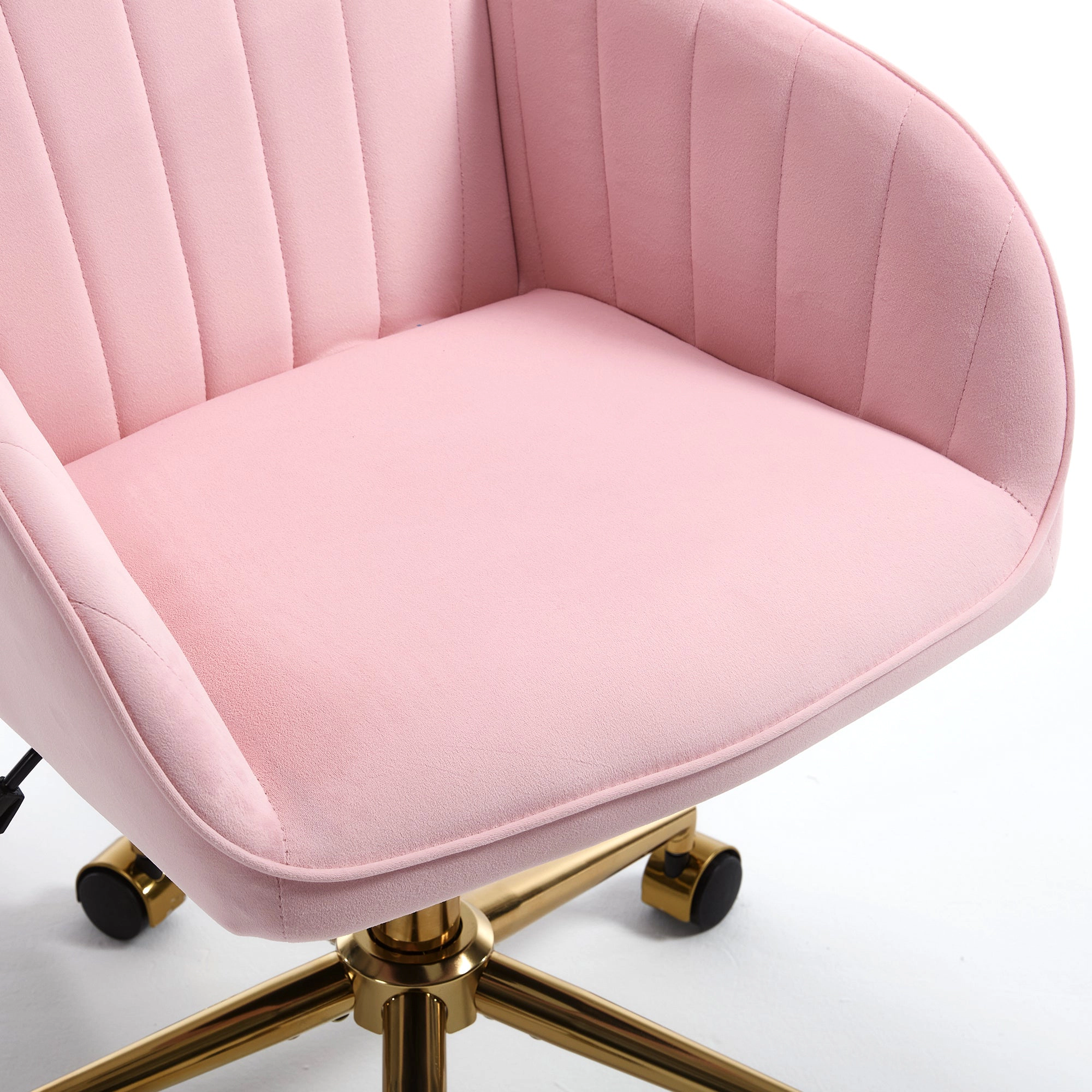Platinum-Level Office Chairs Baby Pink Velvet Office Chair Ergonomic Adjustable Swivel