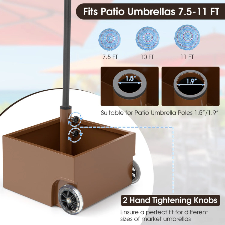 Hivvago 150 Pounds Patio Umbrella Base Stand Wheels Planter Outdoor