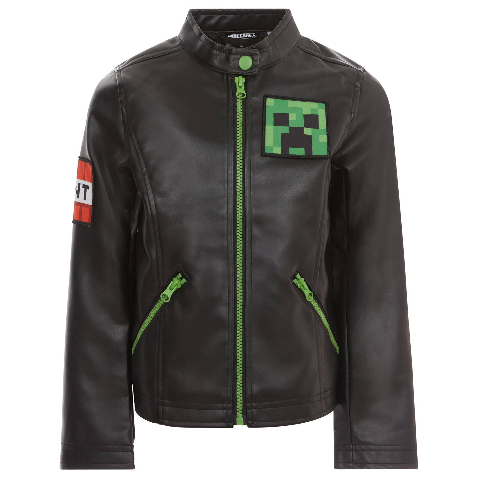 Minecraft Creeper Boys' Zip-Up Leather Jacket