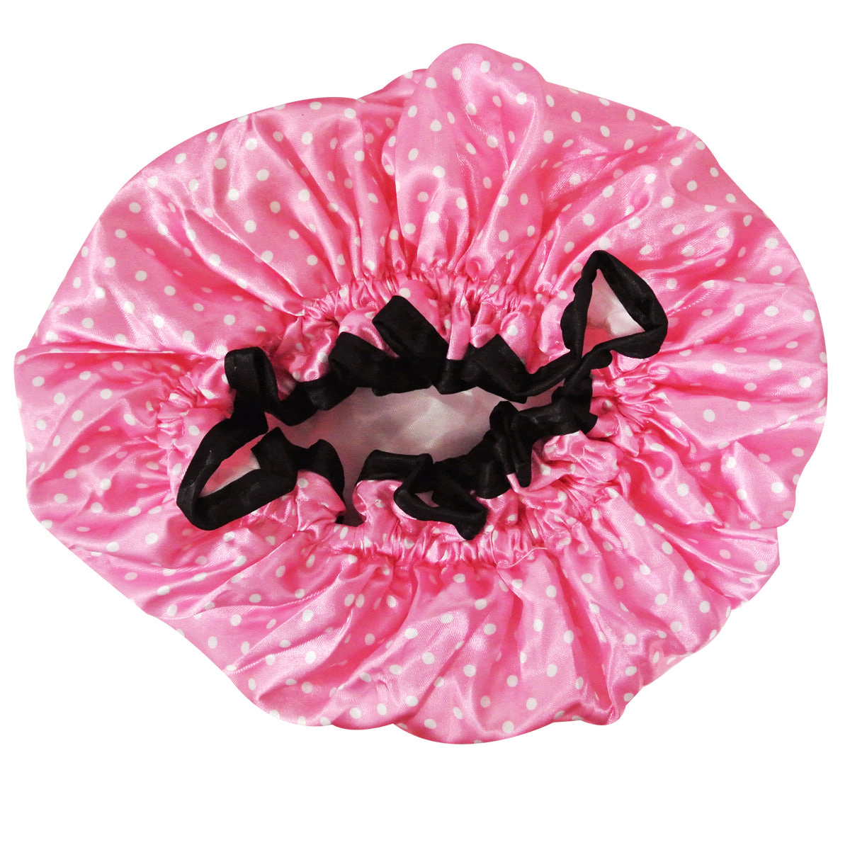 Wrapables Women's Stylish Satin Shower Cap, Petite Pink Dots