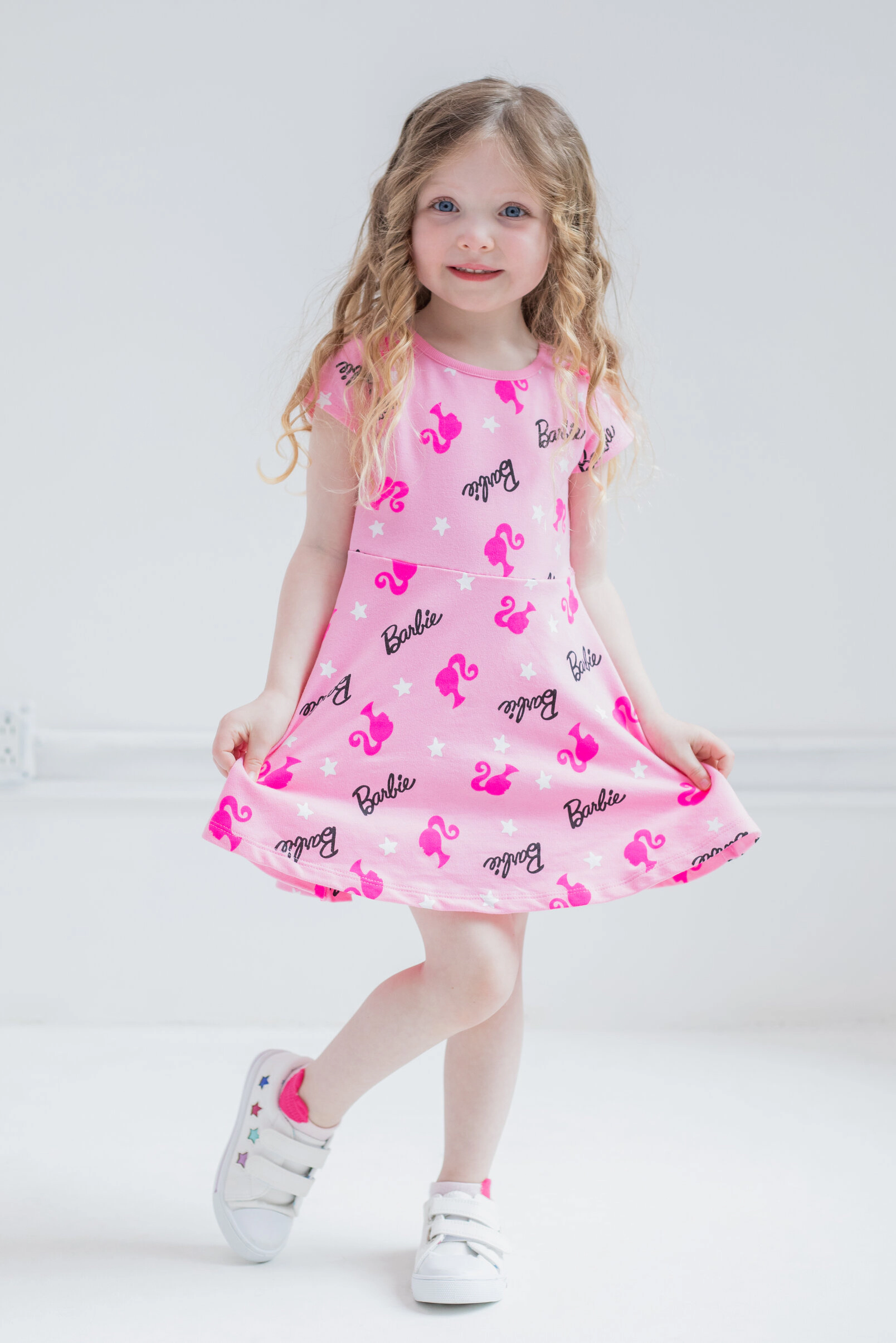 Barbie Girls' Short Sleeve Skater Dress