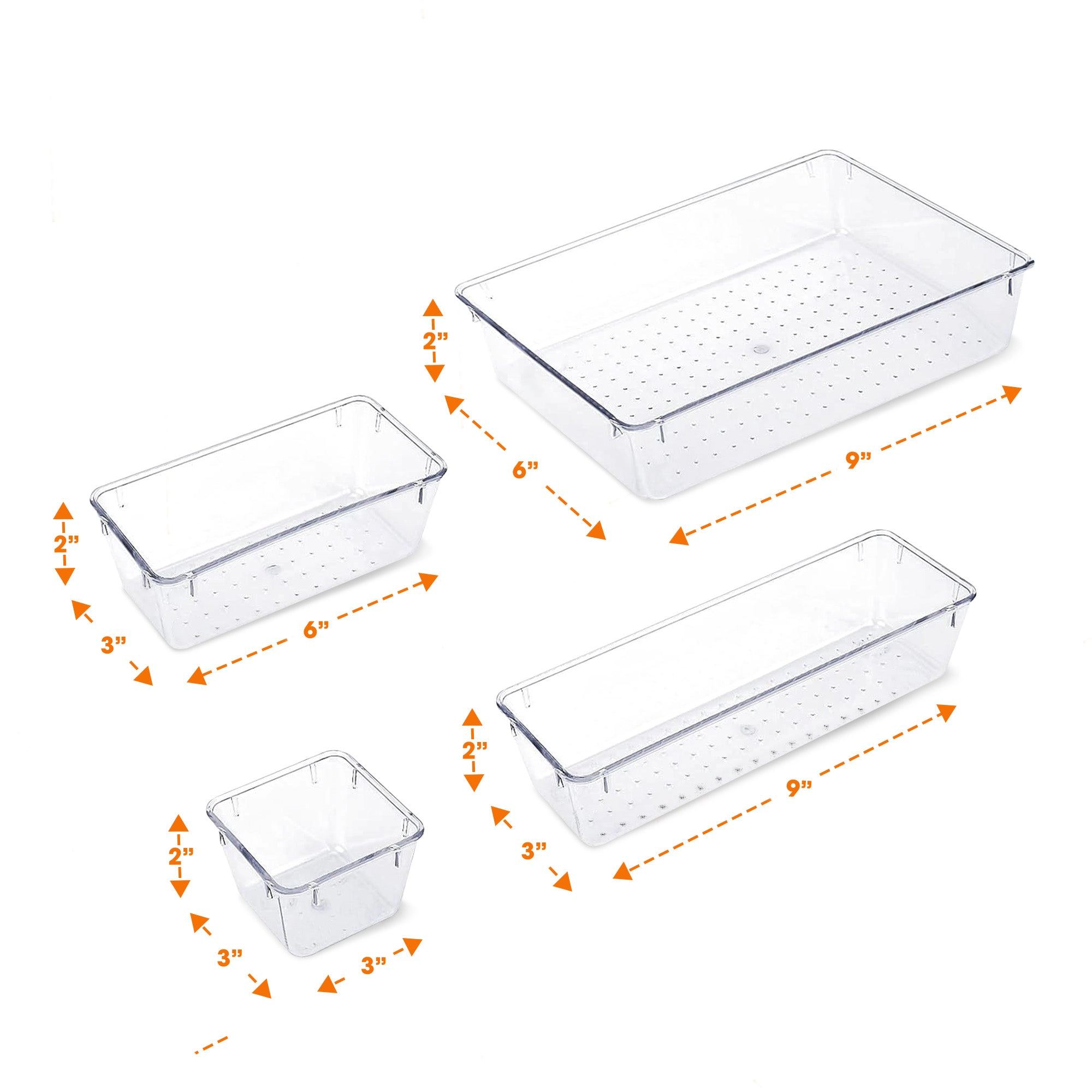 Cheer Collection 25 Piece Clear Plastic Drawer Organizer Set for Makeup, Office