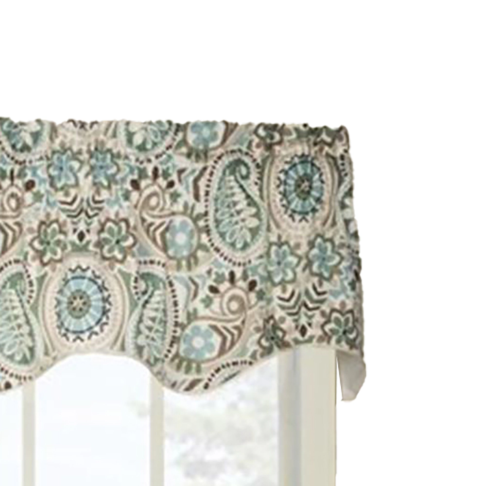 Ellis Curtain Paisley Prism Duchess 3" Rod Pocket Valances for Windows 100" x 30" Latte