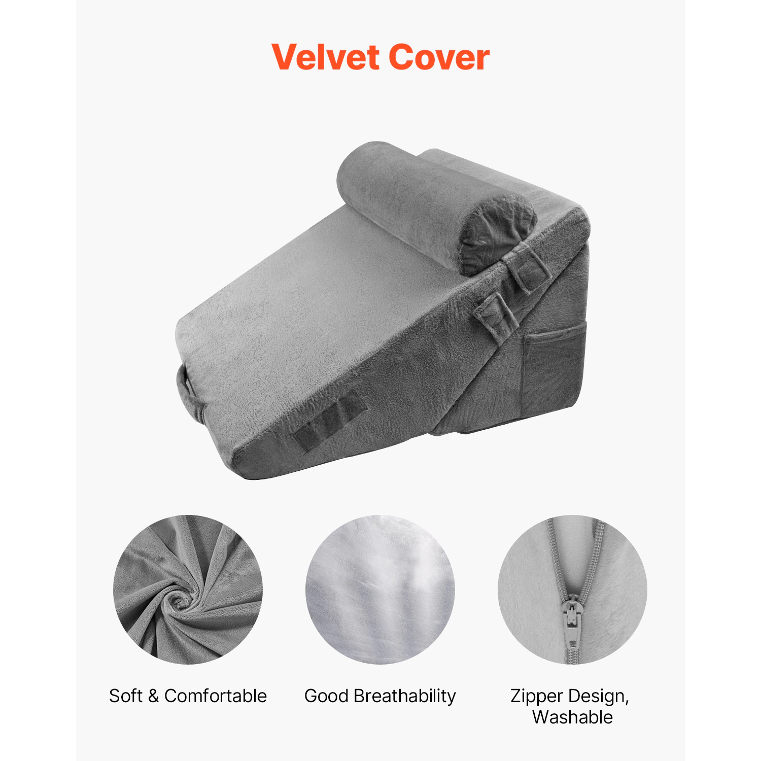 HONGGE Bed Wedge Pillow for Sleeping Adjustable Orthopedic Set Support Post Surgery Acid Reflux