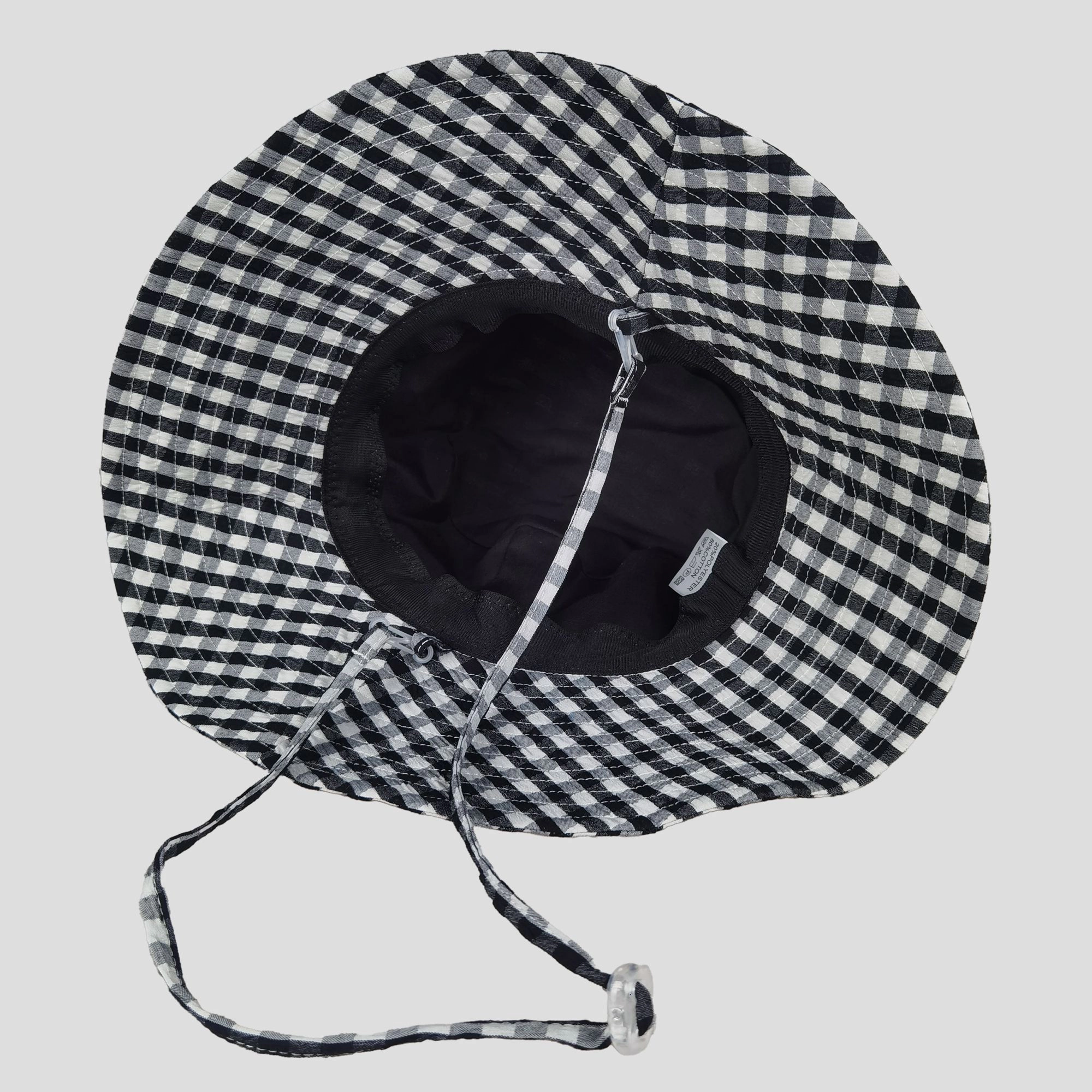Anna-Kaci Women's Gingham Wide - Brim Sun Hat with Bow Chin Strap