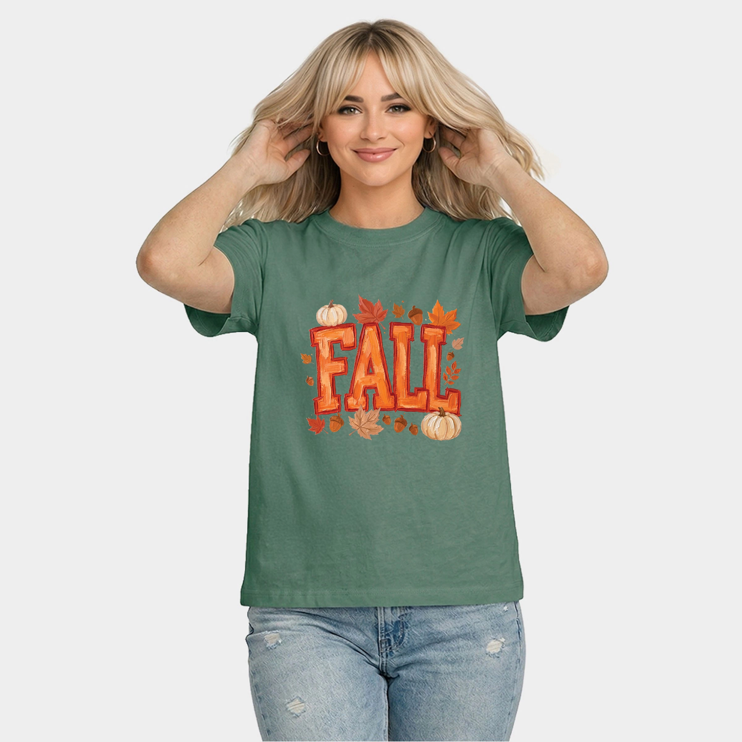 Simply Sage Market - Women's Relaxed Boxy Tee Fall Block Painted