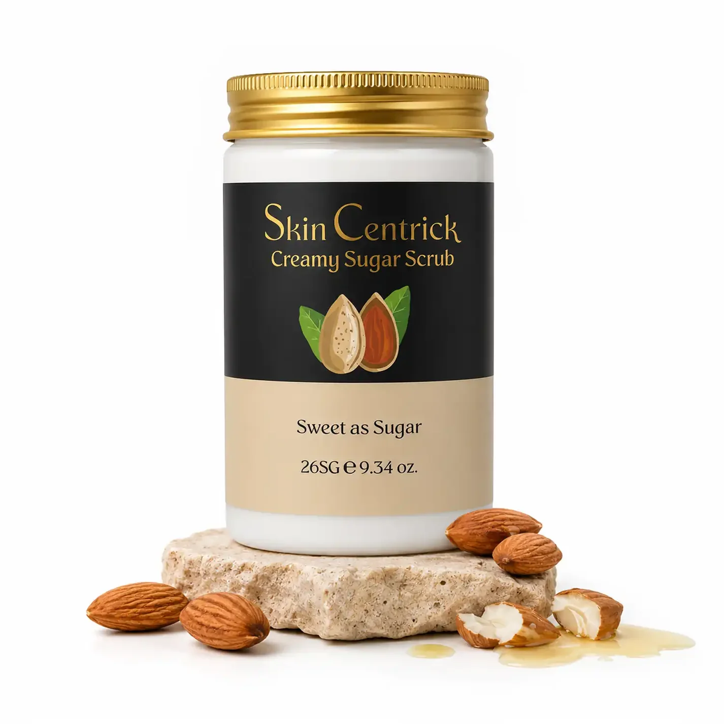 Skin Centrick Creamy Sugar Body Scrub, Gentle Exfoliation with Sweet Almond Oil and Aloe Vera for Rough, Dry Skin, 265 g