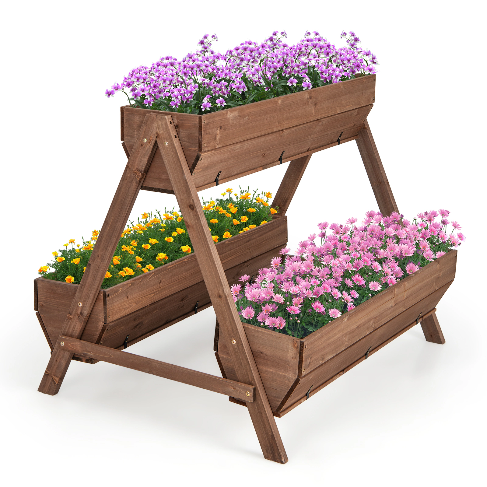 LJG Vertical Raised Garden Bed with 3 Wooden Planter Boxes-L