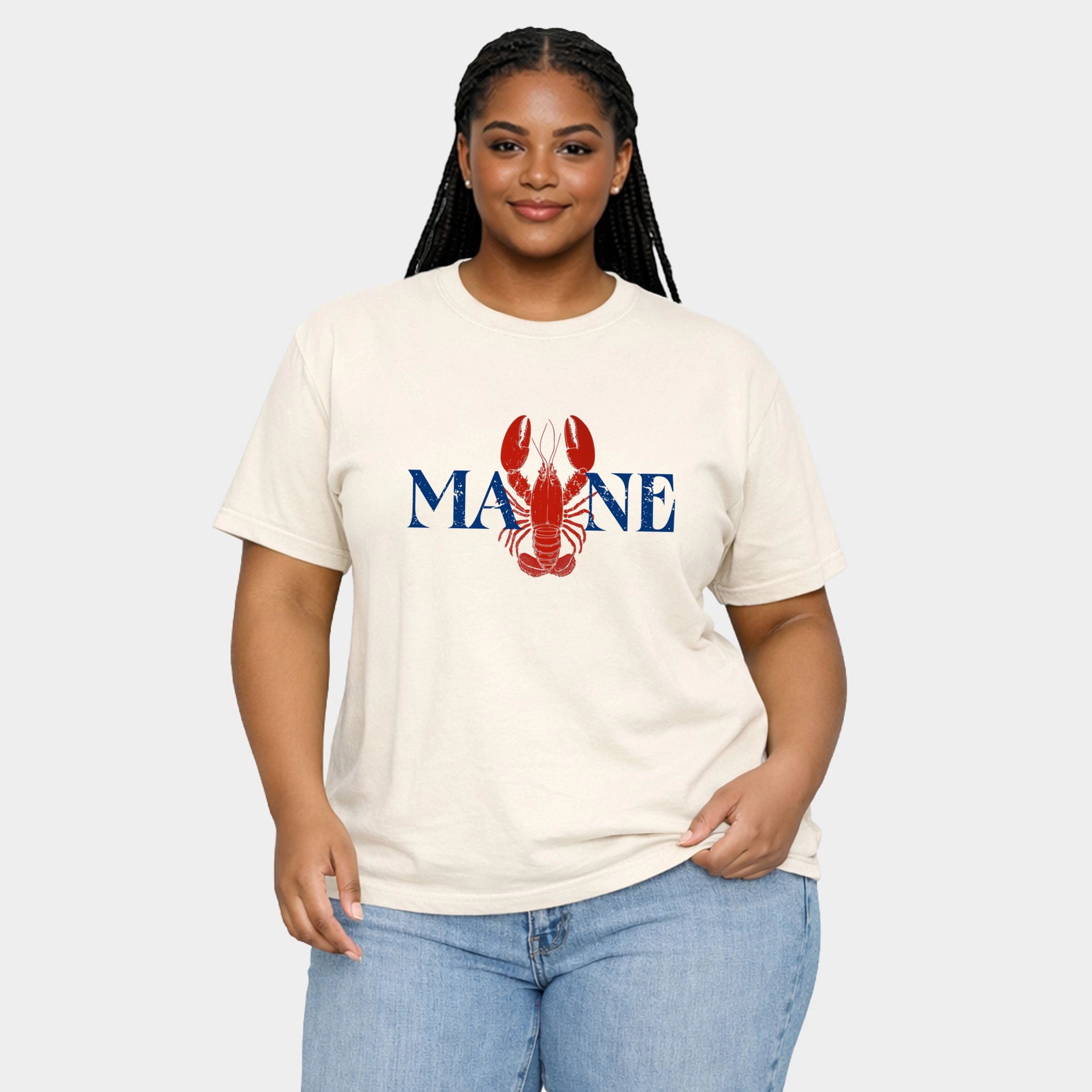 Simply Sage Market - Maine Lobster Women's Plus Sized Garment Dyed Graphic T-Shirt