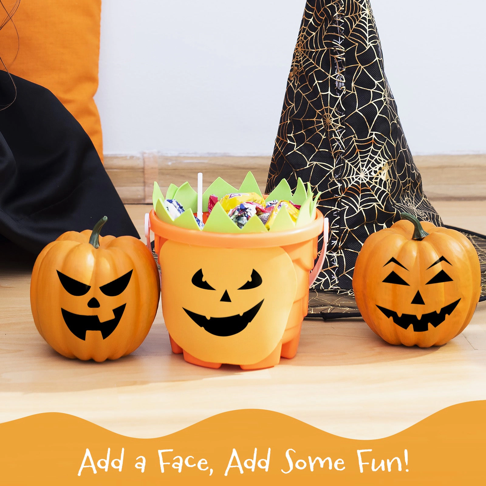 Wrapables Halloween Classic Pumpkin Face Stickers, DIY Halloween Pumpkin Decorating Stickers (18 Sheets)