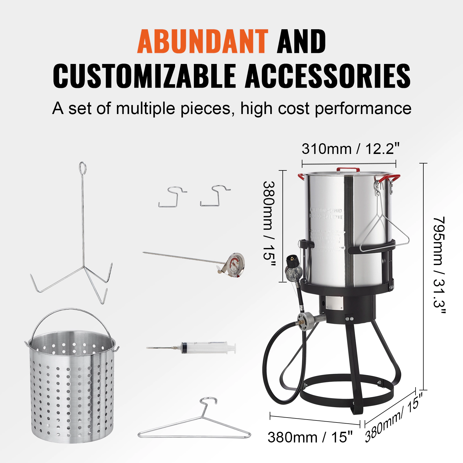 HONGGE Turkey Deep Fryer, 30-qt Turkey Steamer Cooker Set, Outdoor Aluminum Seafood Frying Pot, 54