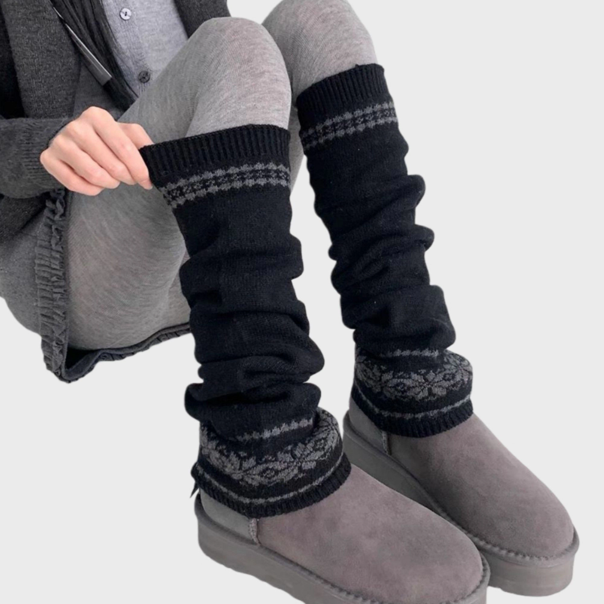 Anna-Kaci Women's Nordic Pattern Ribbed Knit Winter Leg Warmers