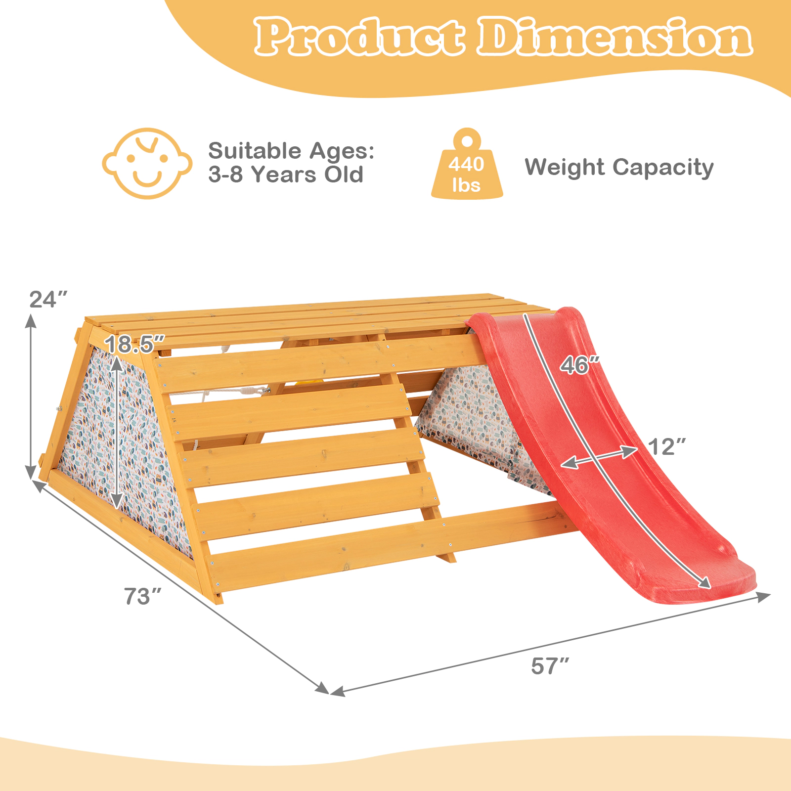 SUGIFT Natural Slide Rock Climbing Wall and Rope Climber 5-in-1 Kids Wooden Indoor Jungle Gym