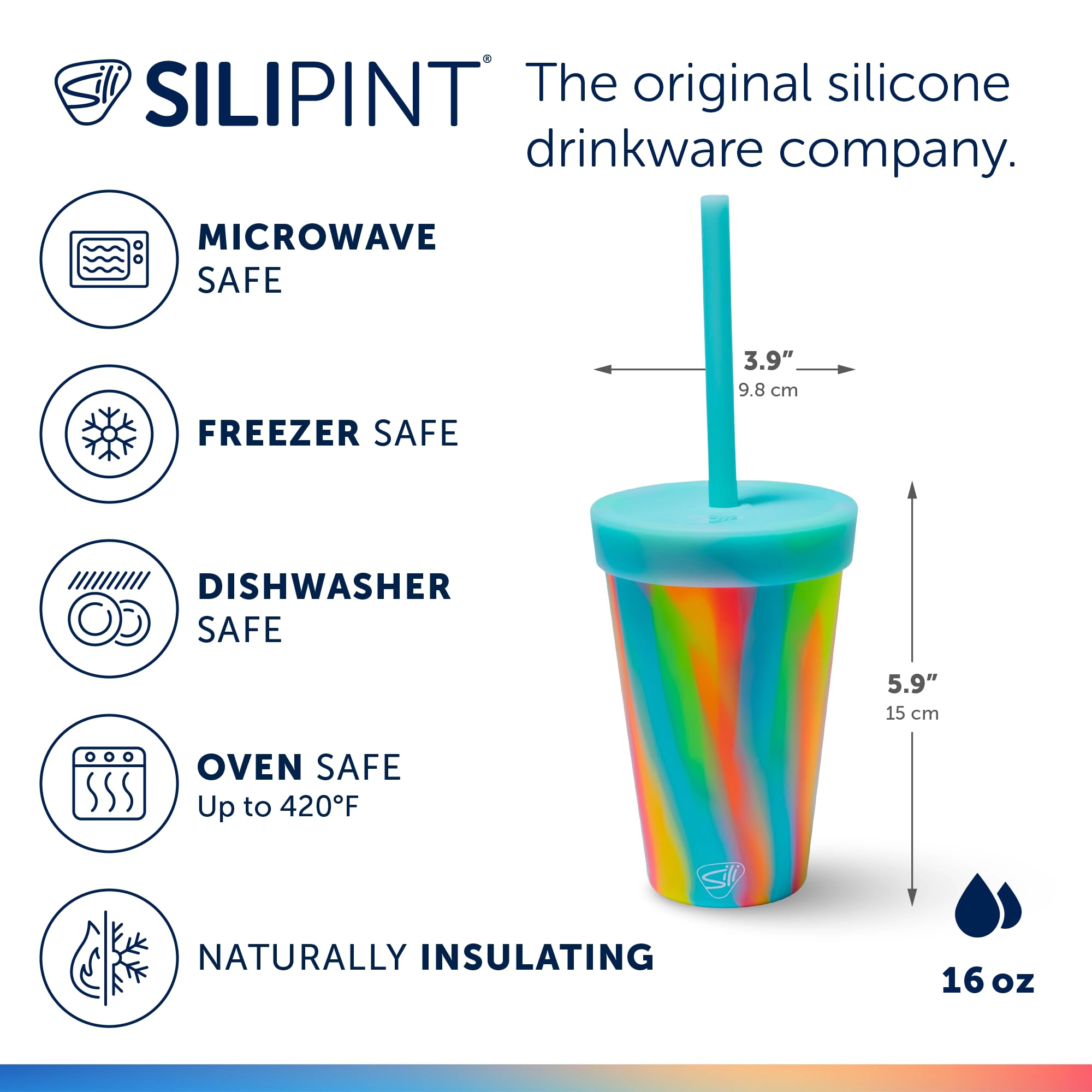 Silipint Silicone 16 oz Straw Tumbler