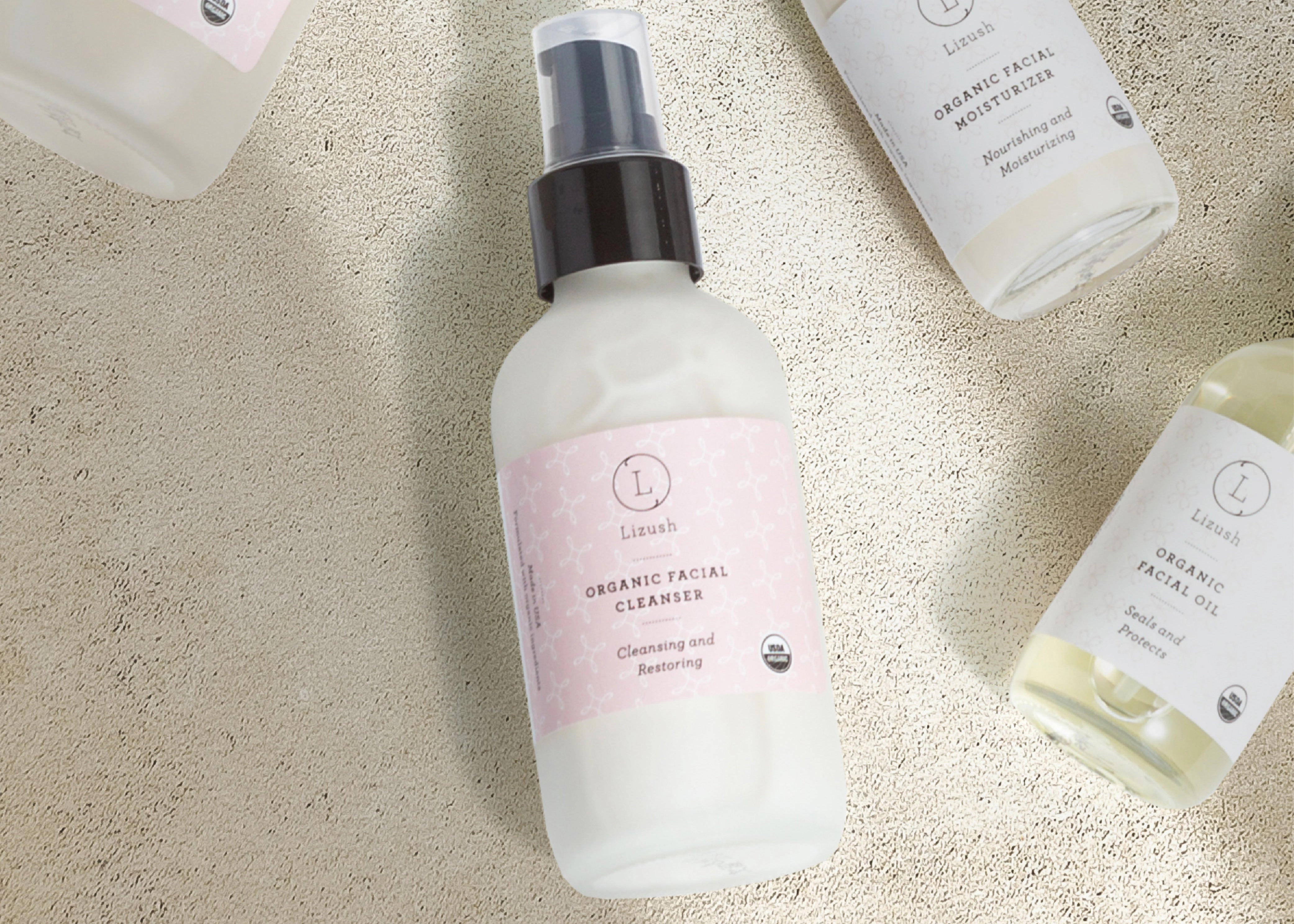 Lizush Organic Lavender Facial Cleanser, 4 fl oz - Gentle Cleansing and Restoring