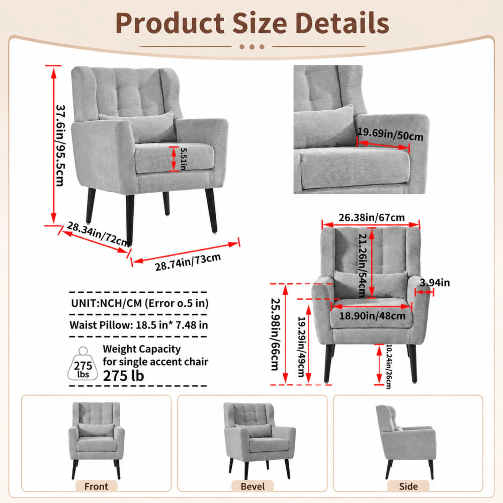 GOODSILO Soft Chenille Accent Chair Versatile Seating