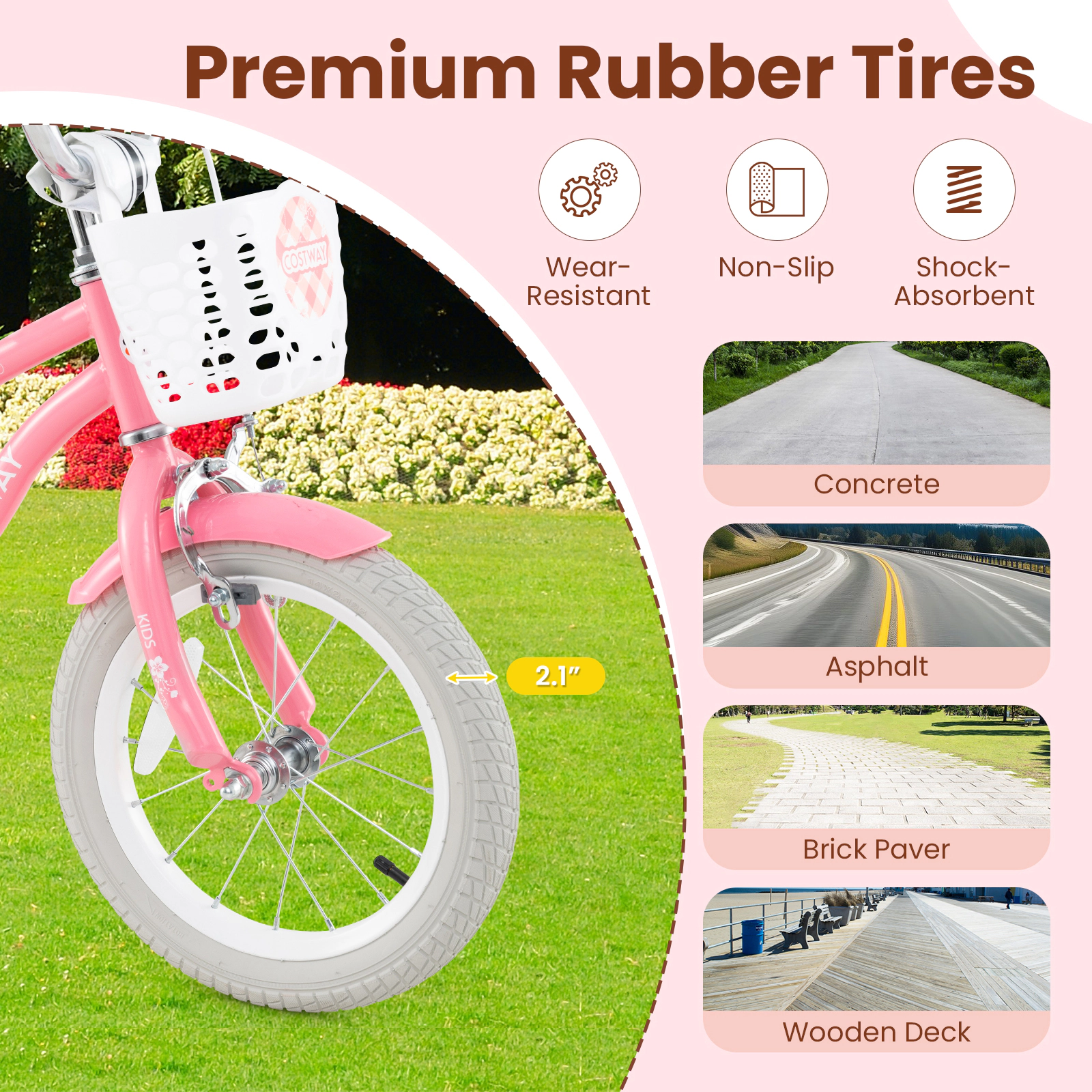 LJG Kids Bike with Training Wheels and Basket for Boys Girls