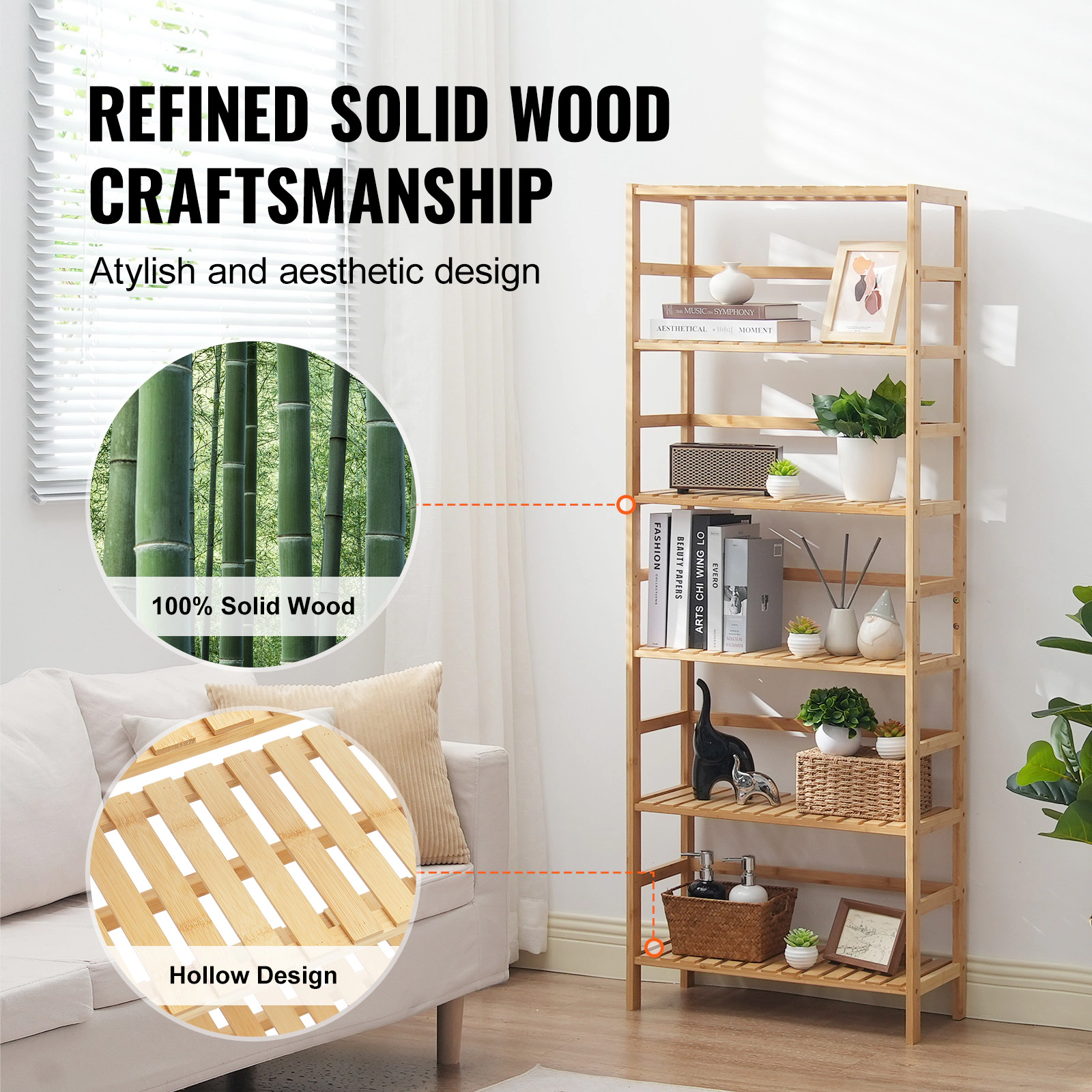 HONGGE Bamboo Bathroom Shelf Display Rack Organizer Freestanding Flower Plant Stand