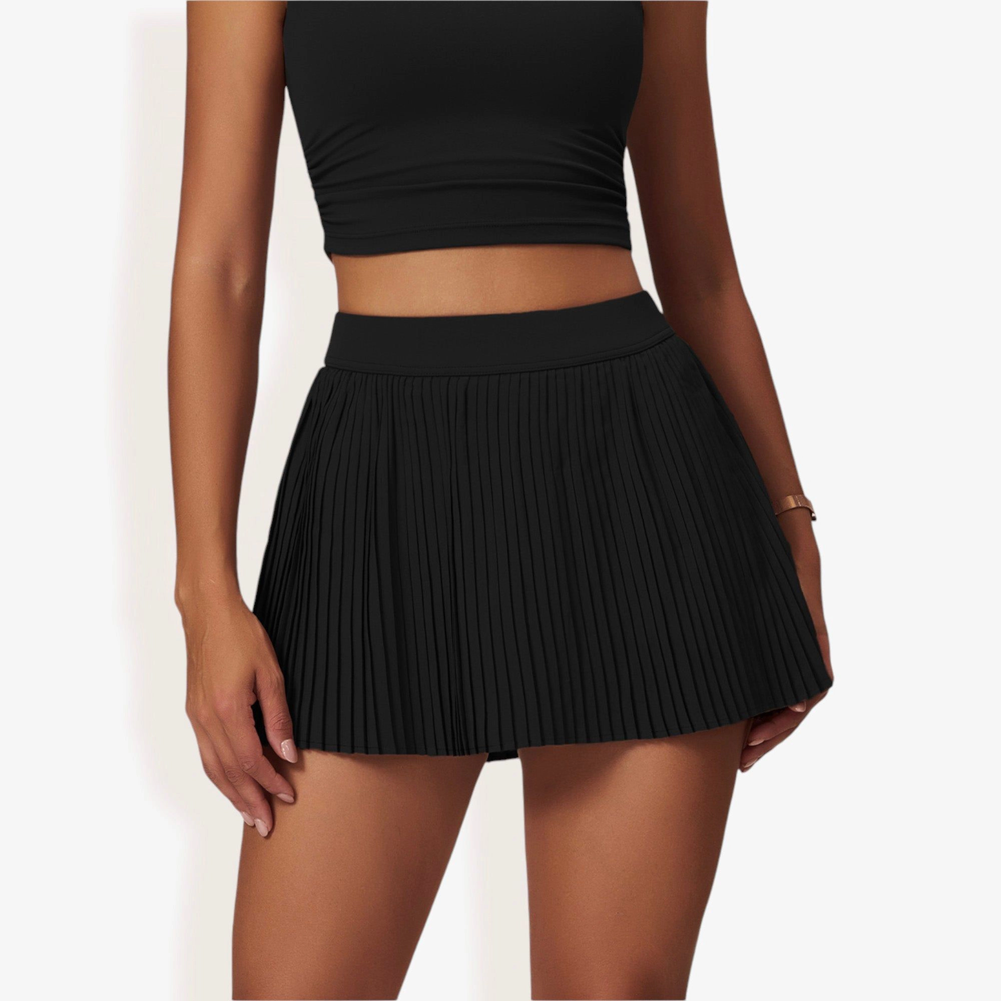 Anna-Kaci Women's High-Waist Pleated Athletic Skort with Built-In Shorts