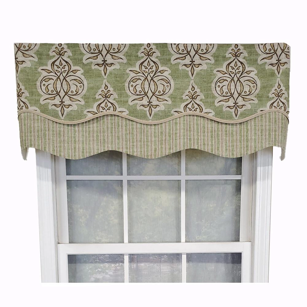 RLF Home Luxurious Modern Design Classic Jenna Glory Style Window Valance 50" x 16" Pear