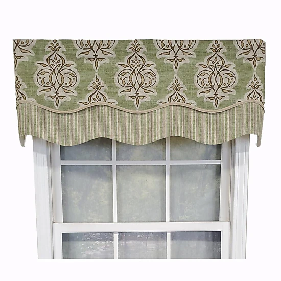 RLF Home Luxurious Modern Design Classic Jenna Glory Style Window Valance 50" x 16" Pear