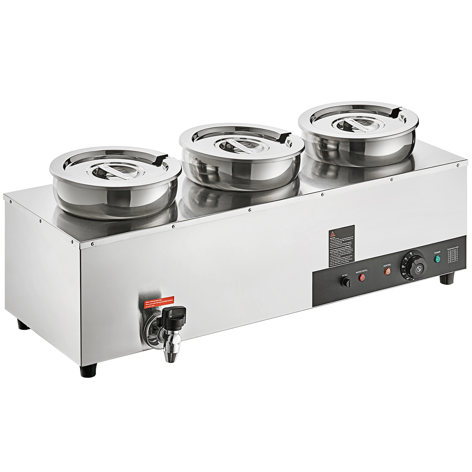 HONGGE Electric Soup Warmer 7.4QT Stainless Steel Round Pot Commercial Food Warmer 86~185°F Adjustable Temp Bain Marie