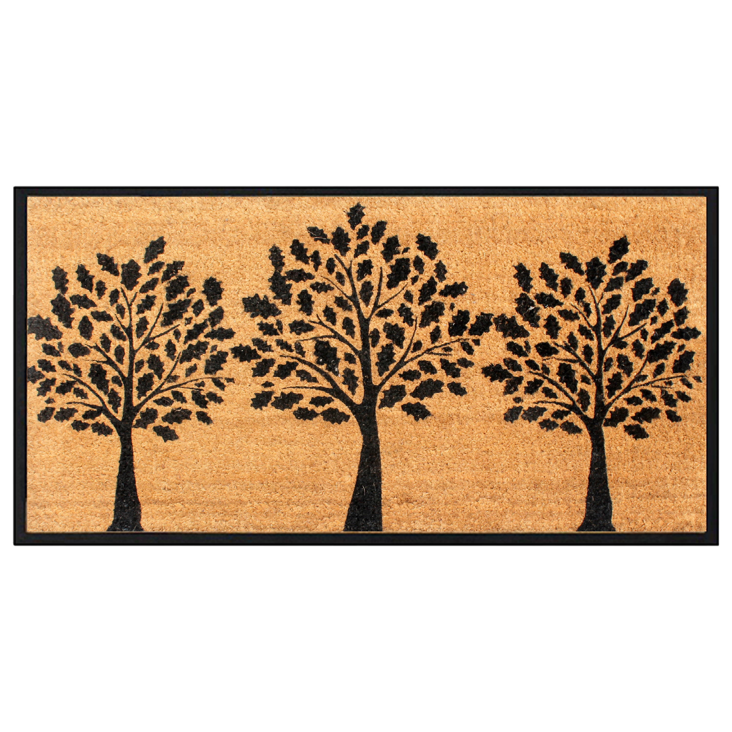 A1HC Door Mat 24x48 Inches Heavy Duty Non-Slip Durable Black Three Tree
