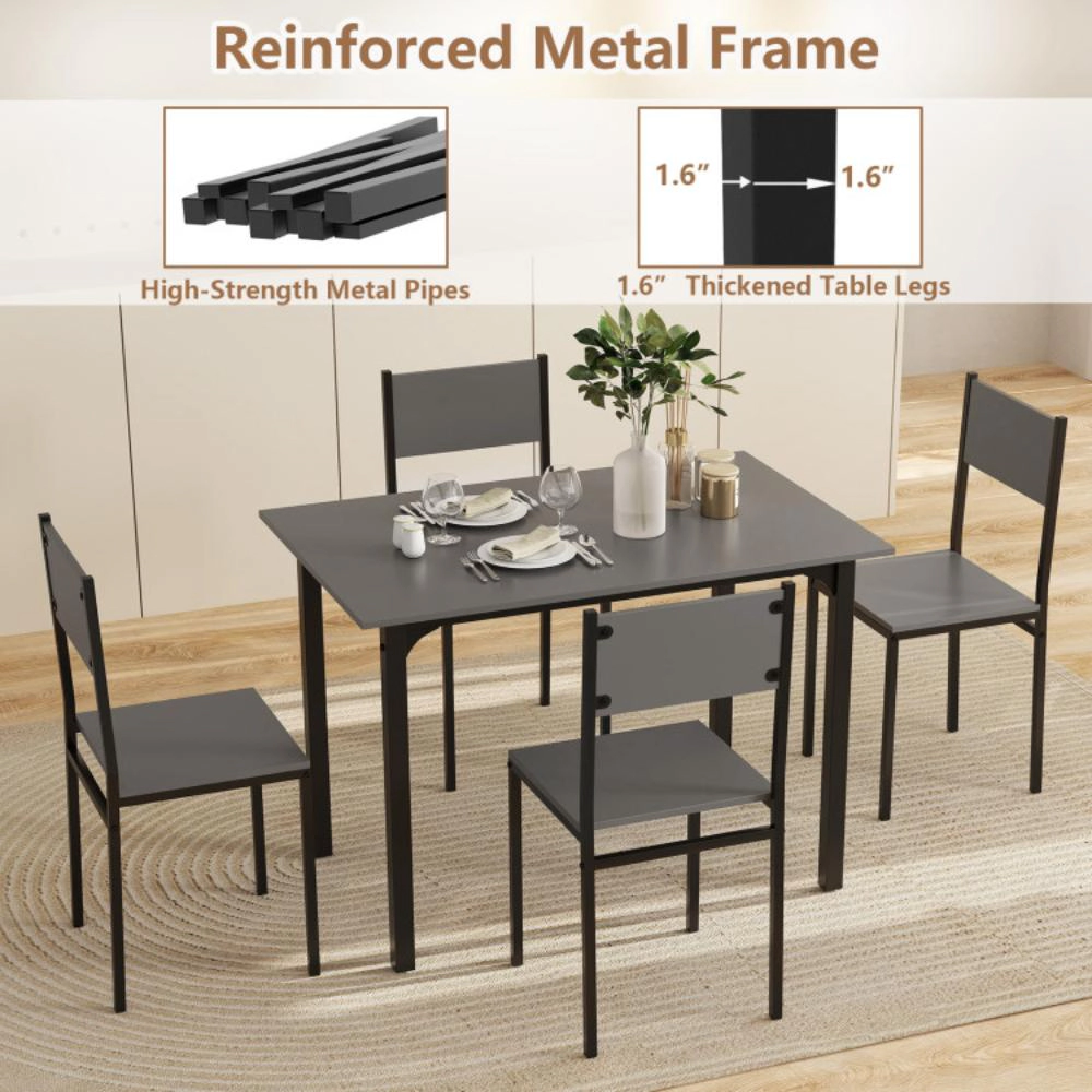 Hivvago 5 Piece Dining Table Set Industrial Style Kitchen And Chairs For 4