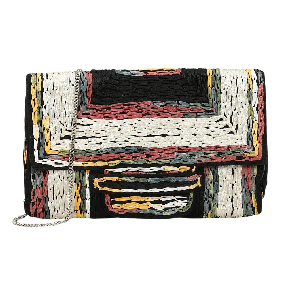 FASHNZFAB Handcrafted Raffia Geometric Pattern Clutch Bag / Crossbody Bag