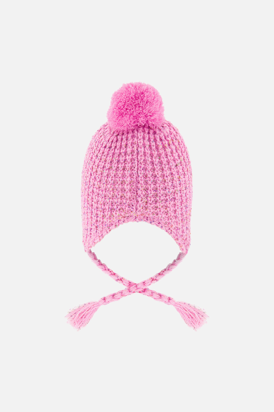 Deux par Girls Marled Winter Peruvian Knit Hat with Pompom