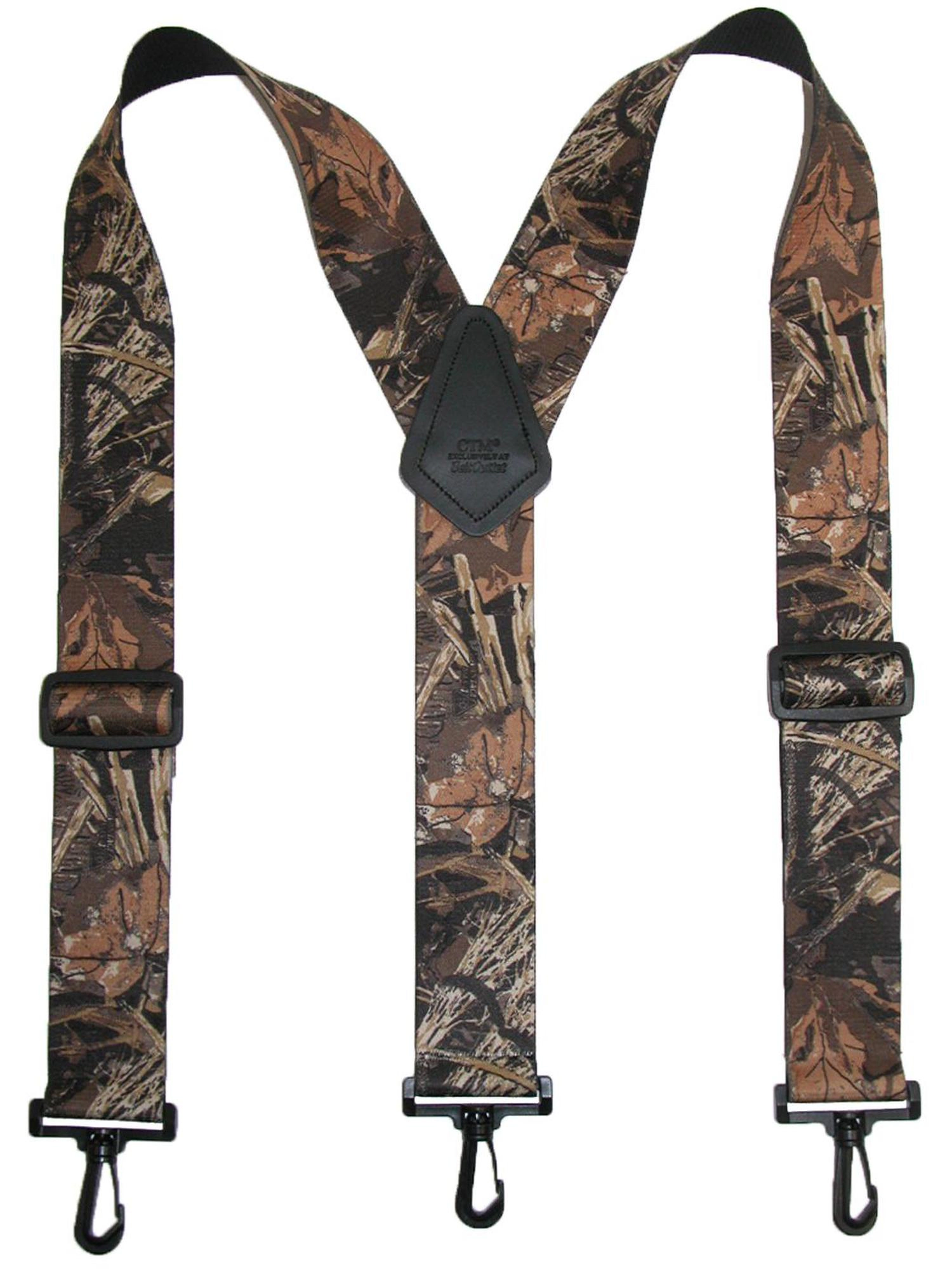 CTM Men's Elastic Camouflage Suspenders with Black Swivel Clips