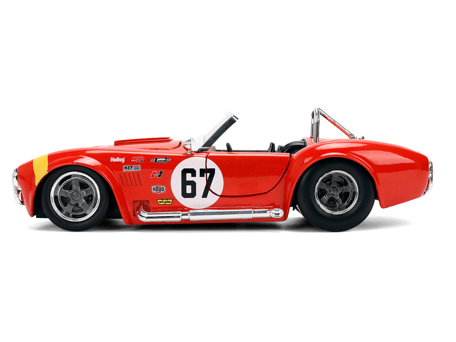 Jada 1965 Shelby Cobra 427 S/C #67 Red with Yellow Stripe "Bigtime Muscle" Series 1/24 Diecast Model Car by Jada