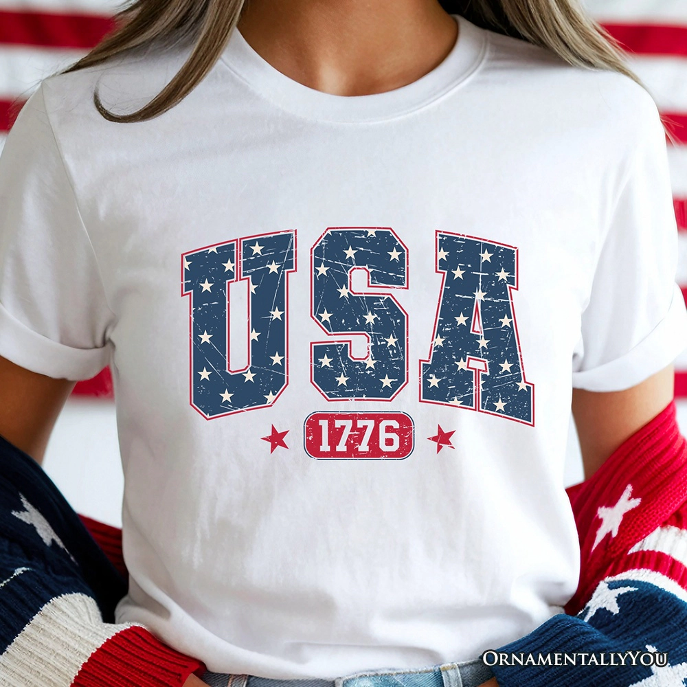 OrnamentallyYou Unisex USA 1776 Stars Independence Day T-Shirt