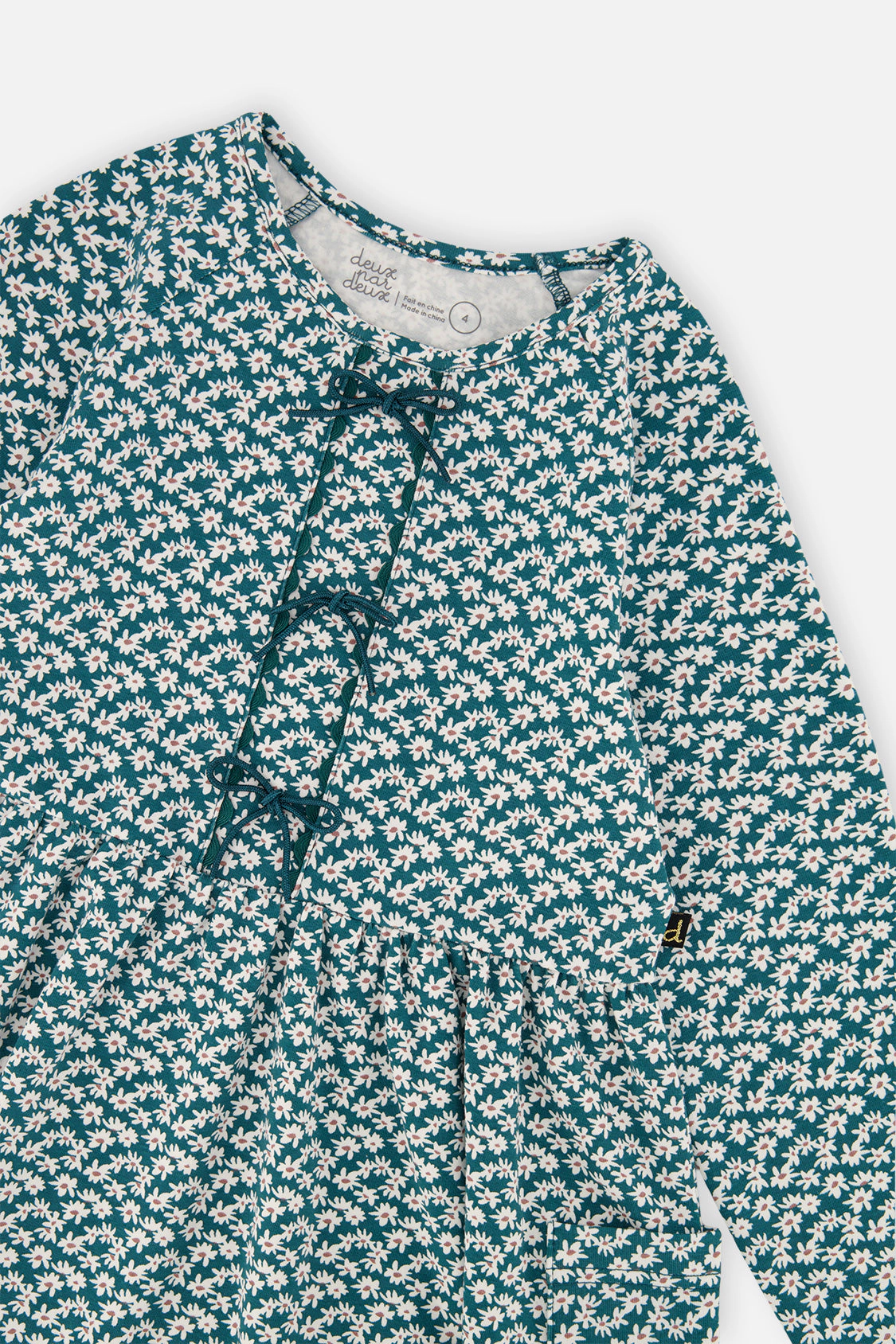 Deux par Girls Floral Print Patch-Pocket Organic Cotton Dress