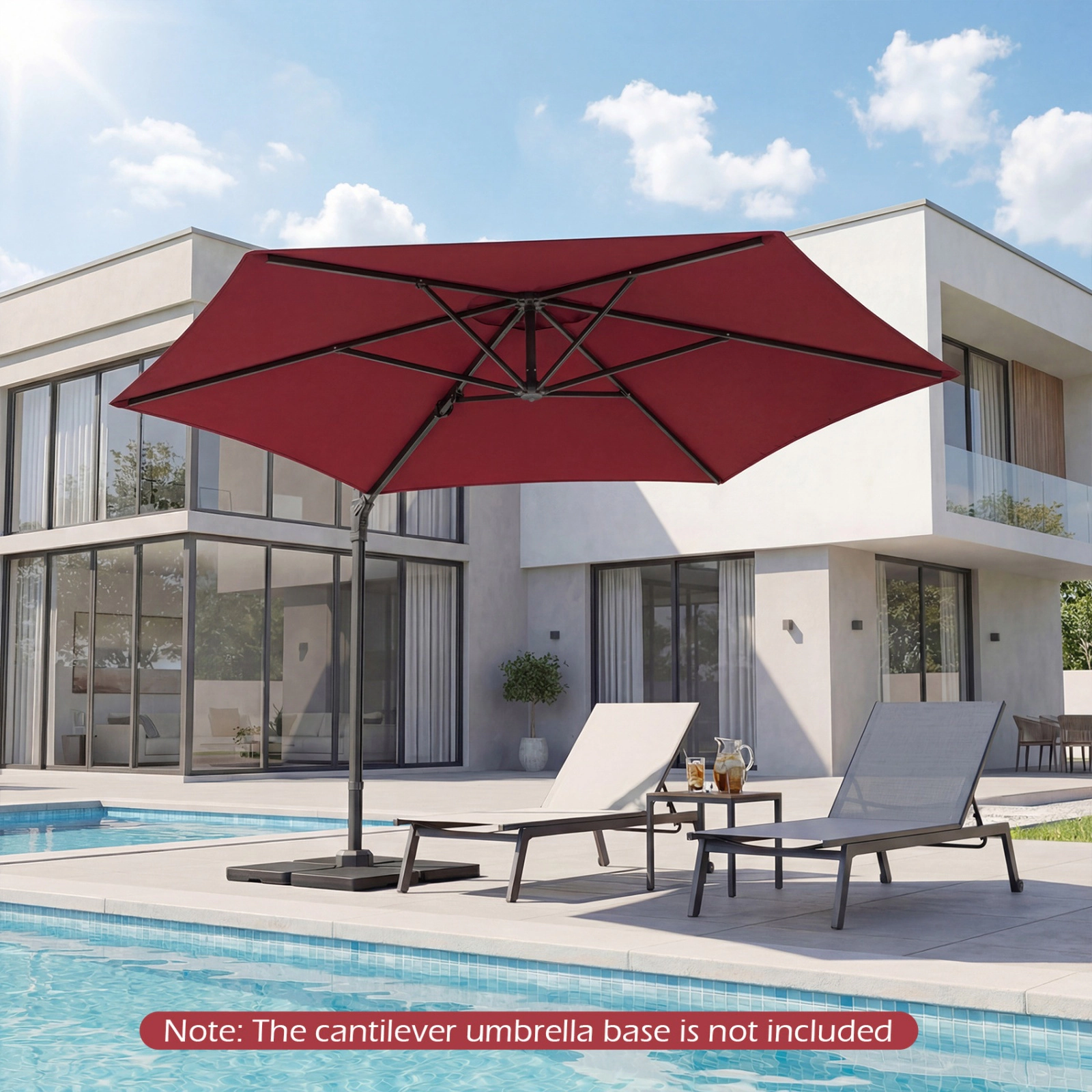 SUGIFT 10-ft 360° Rotating Cantilever Patio Umbrella with Vented Polyester Canopy and Cross Base Wine