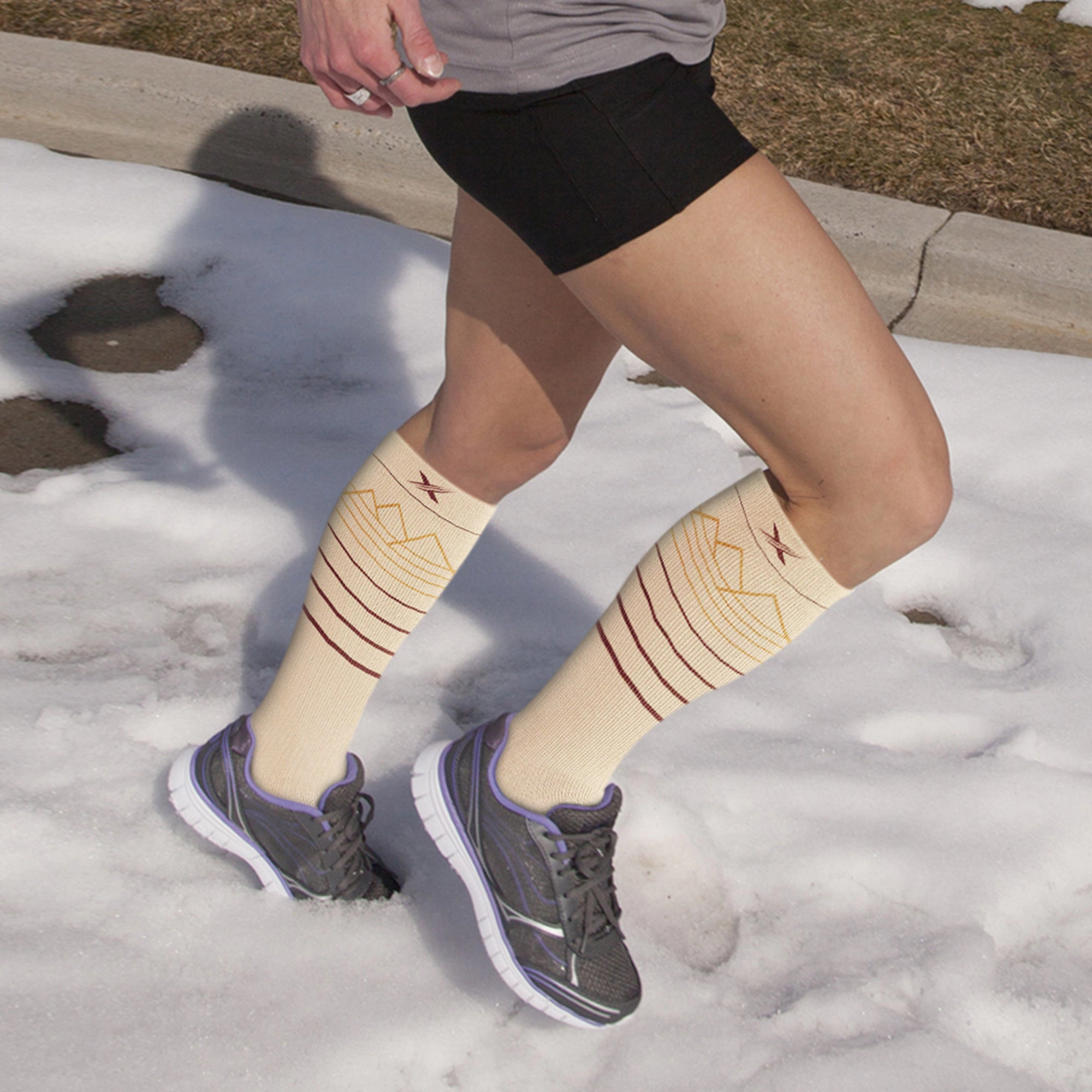 Extreme Fit Merino Wool Compression Boot Socks - Winter, Hiking, Skiing - Light Colors - 3 Pack
