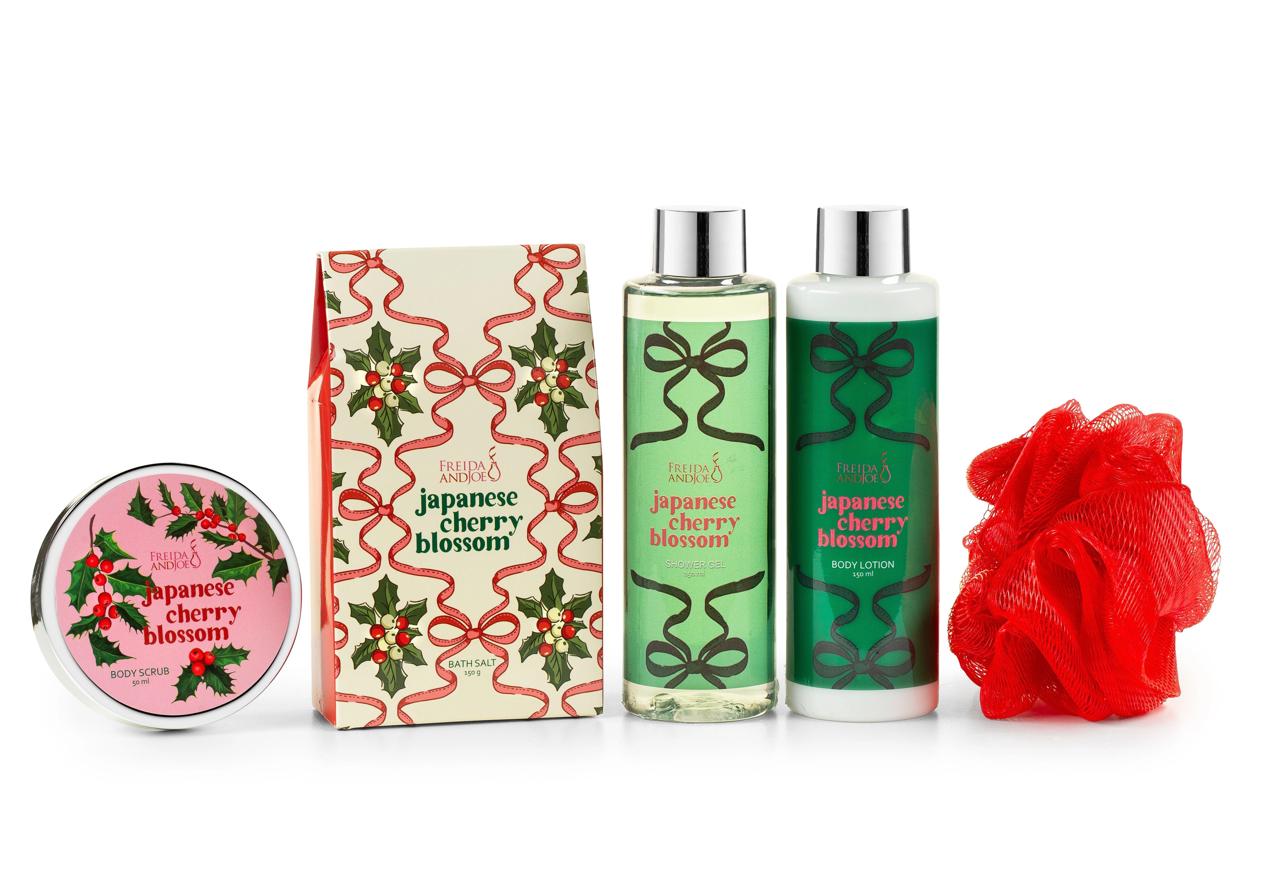 Freida and Joe Women Japanese Cherry Blossom Bath and Body Spa Gift Set in a Wicker Basket