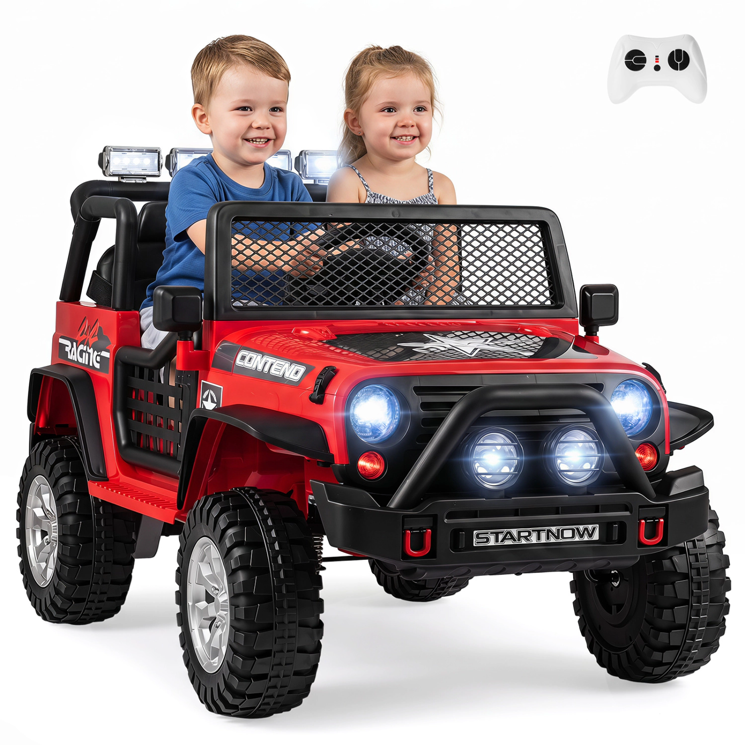 LJG 12V Electric 2-Seater Kids Ride on Car with Parent Remote Control