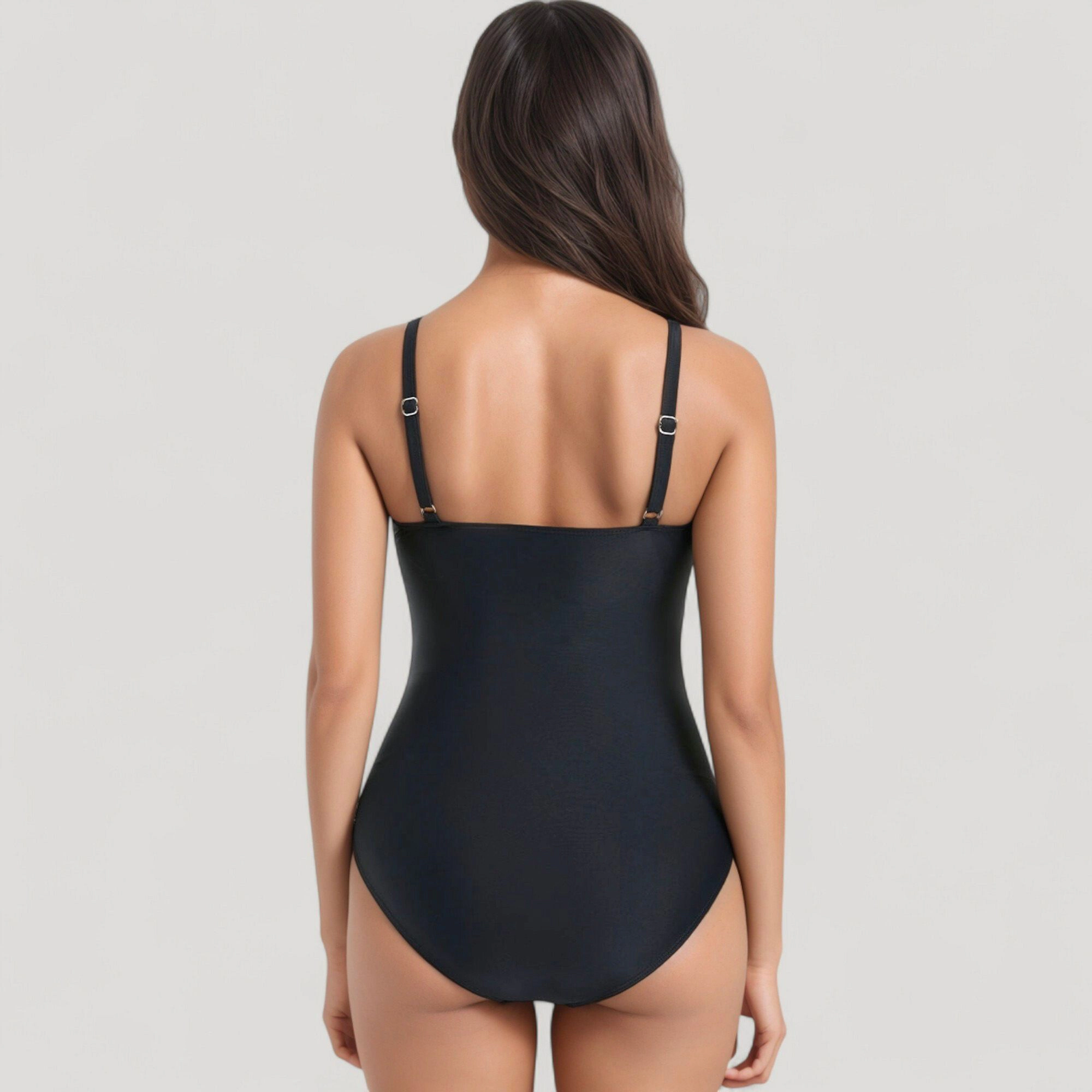 Anna-Kaci Women V-Neck One Piece Swimsuit - Front Tie, Ruching, Tummy-Smoothing