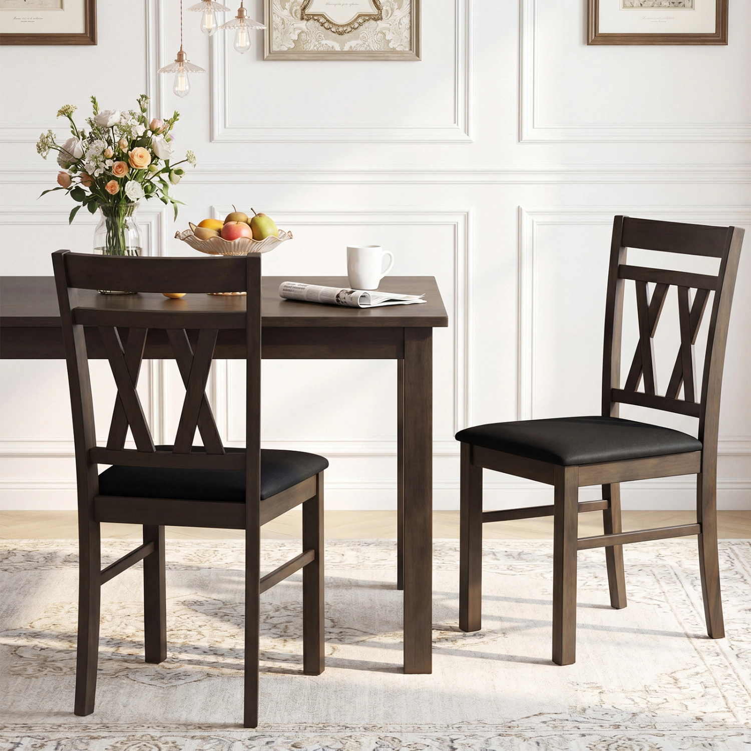 SlickBlue Upholstered X-Back Kitchen Dining Chairs Set of 2