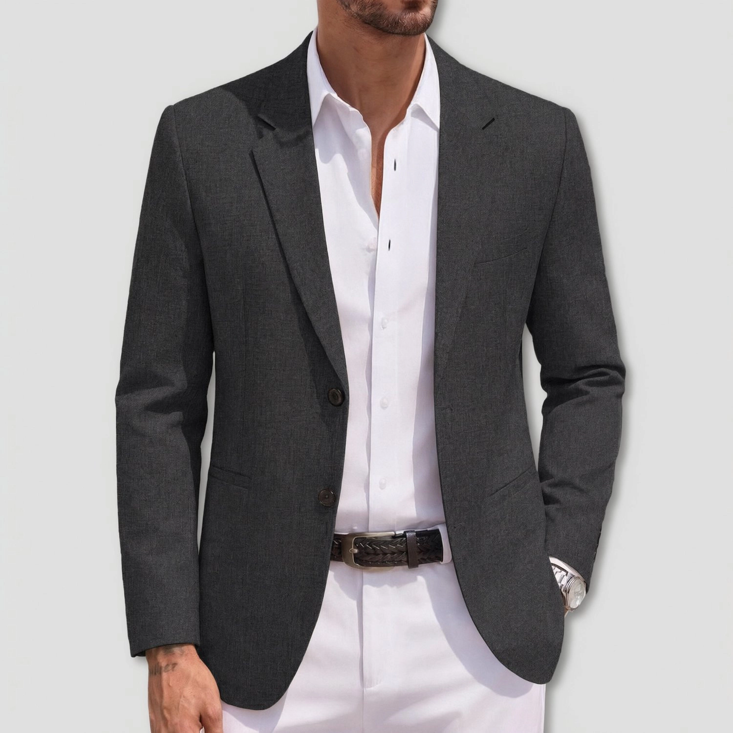 COOFANDY Mens Long Sleeve Blazer Fall Notched Lapel Two Button Casual Sport Coat