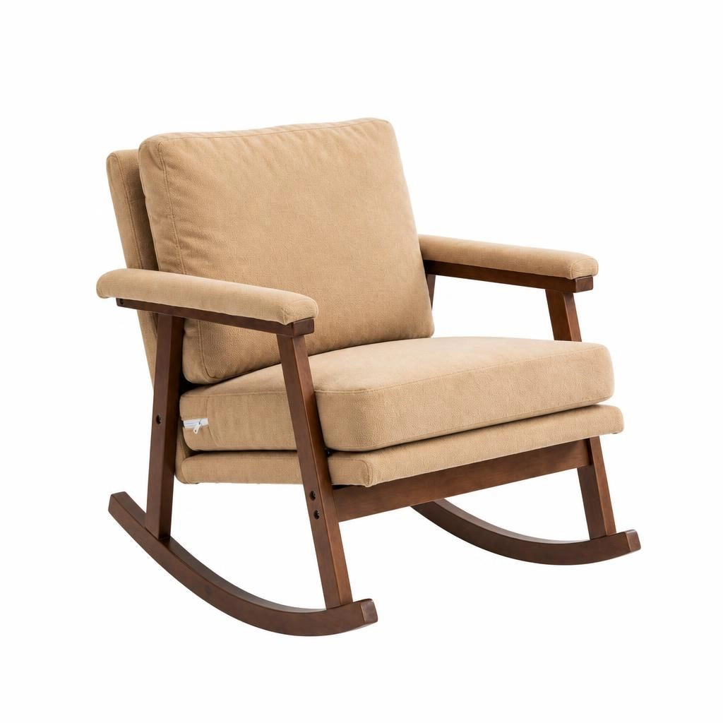 GOODSILO Soft Upholstered Teddy Fabric Rocking Chair