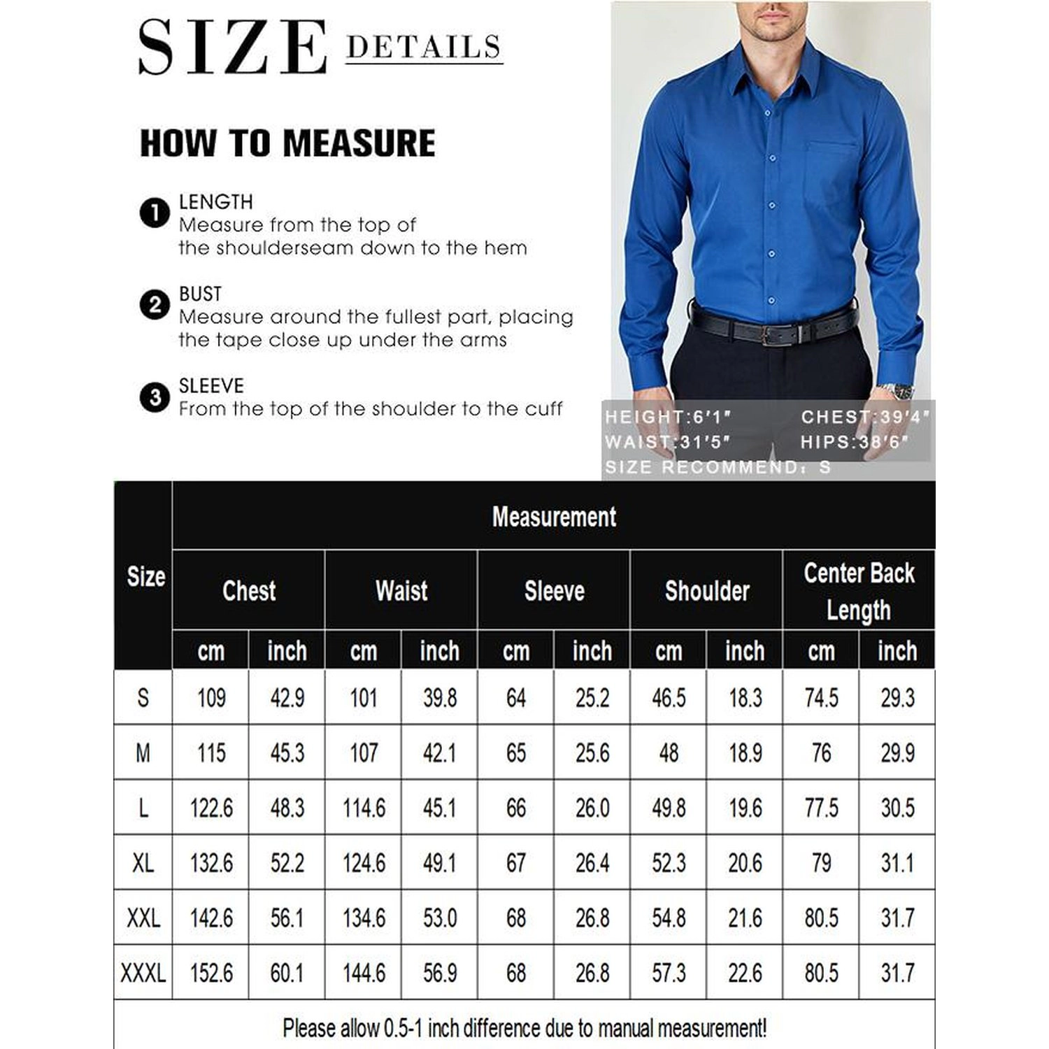 COOFANDY Mens Long Sleeve Dress Shirt Button Down Collar Chest Pocket Business Top