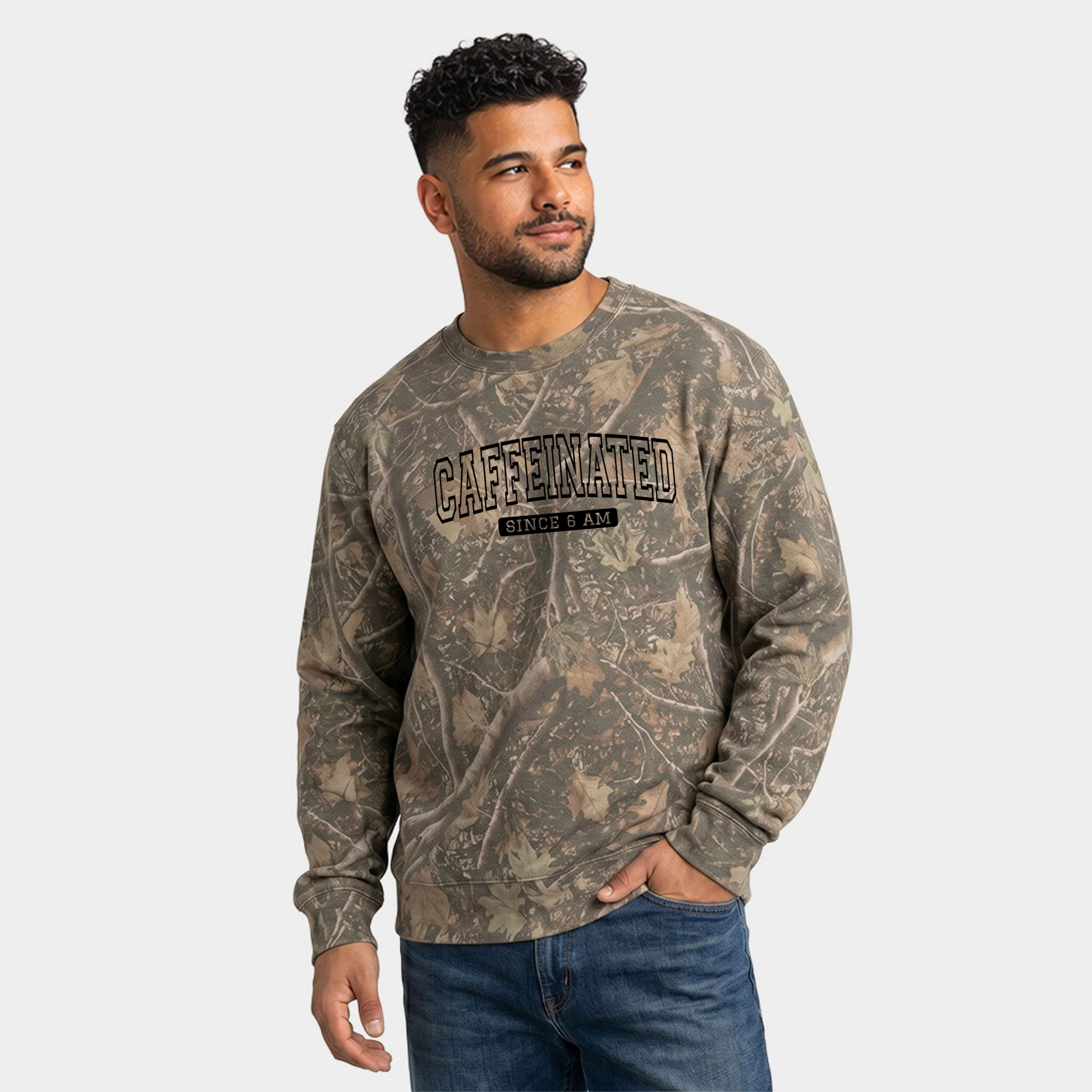 Simply Sage Market - Men's Camo Sweatshirt Caffeinated Since 6am