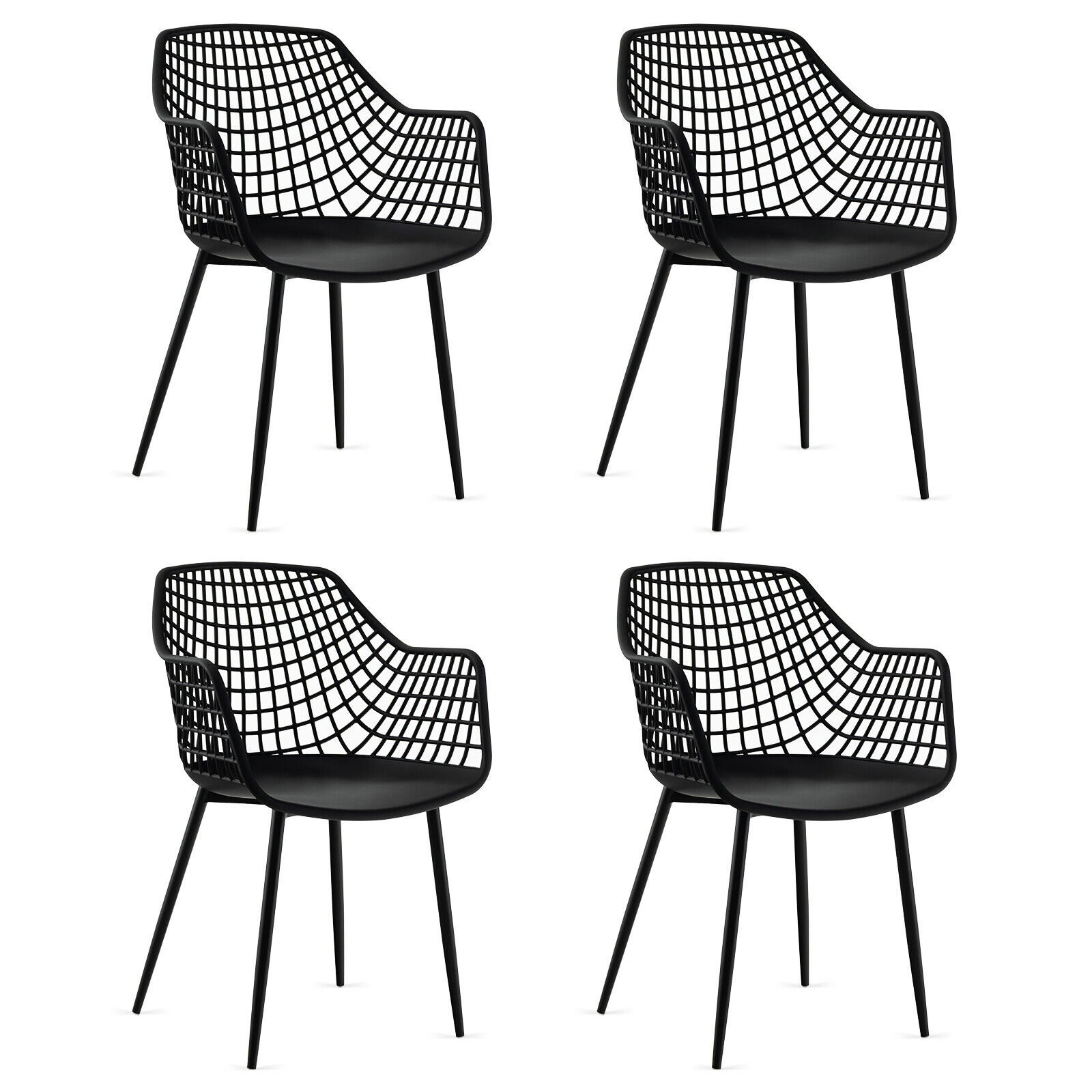 LJG Set of 4 Heavy Duty Modern Dining Chair with Airy Hollow Backrest