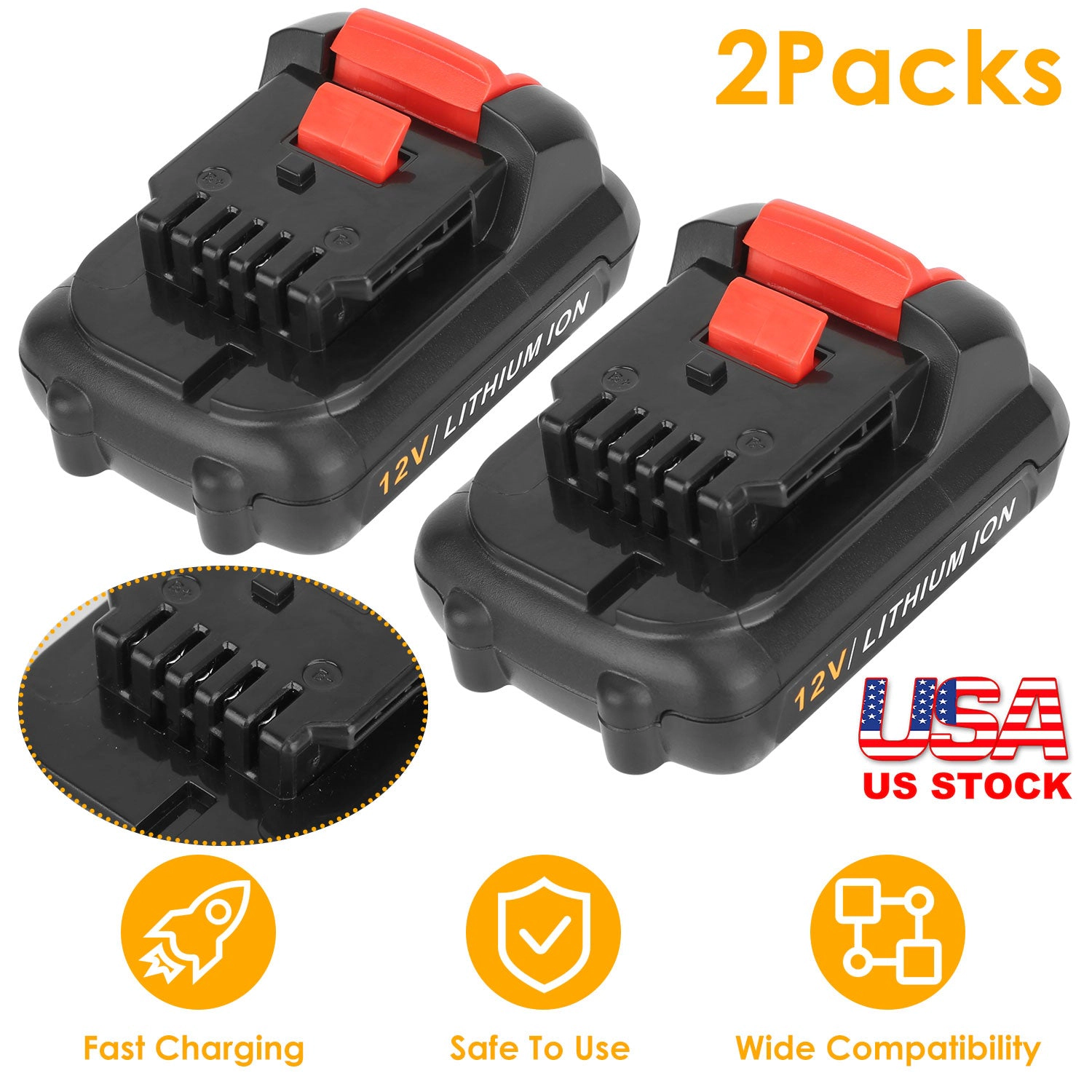 GBruno 2-Pack 12V Li-Ion Power Tool Battery