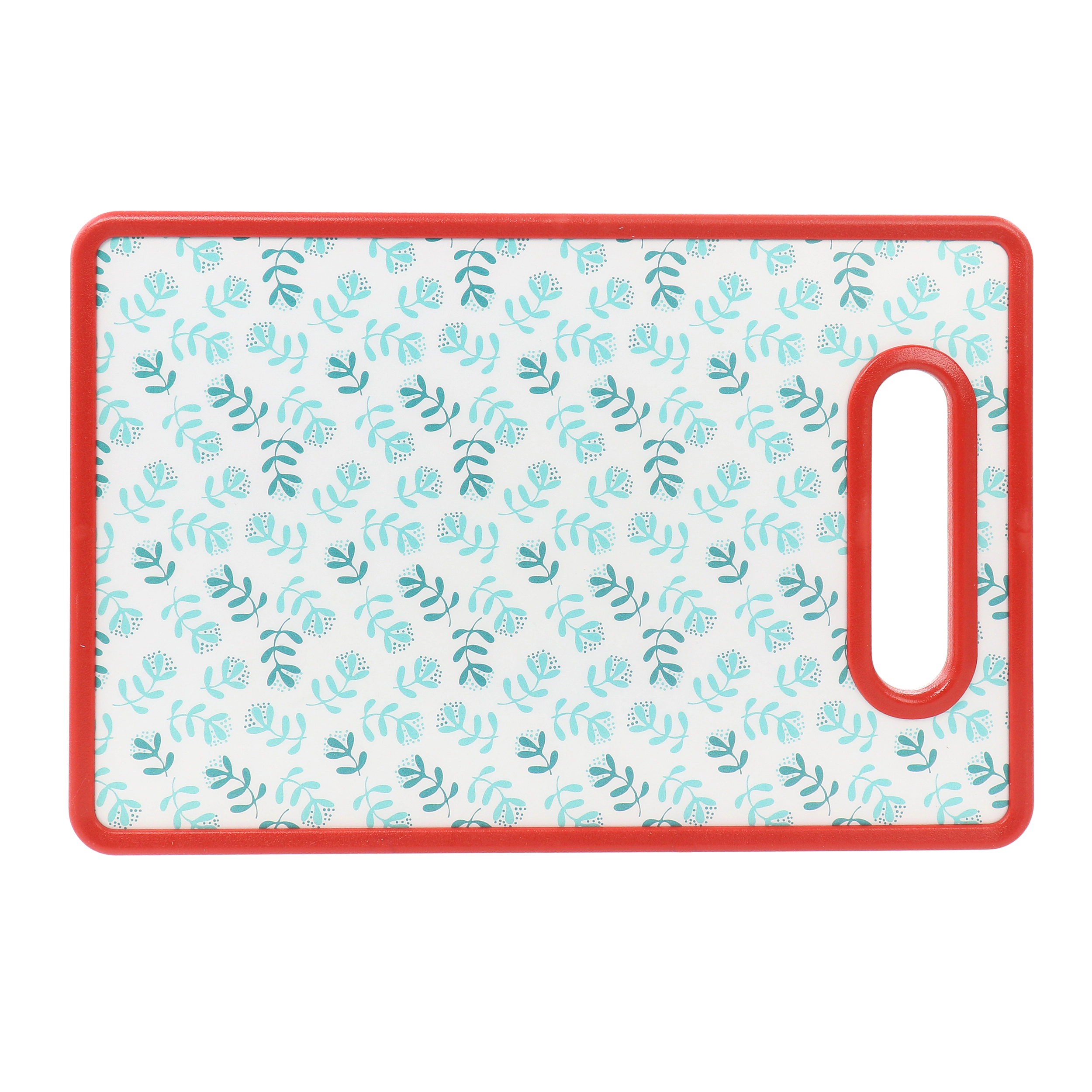 Gibson Home Village Vines 3 Piece Cutting Board and Knife Set in Red and Blue
